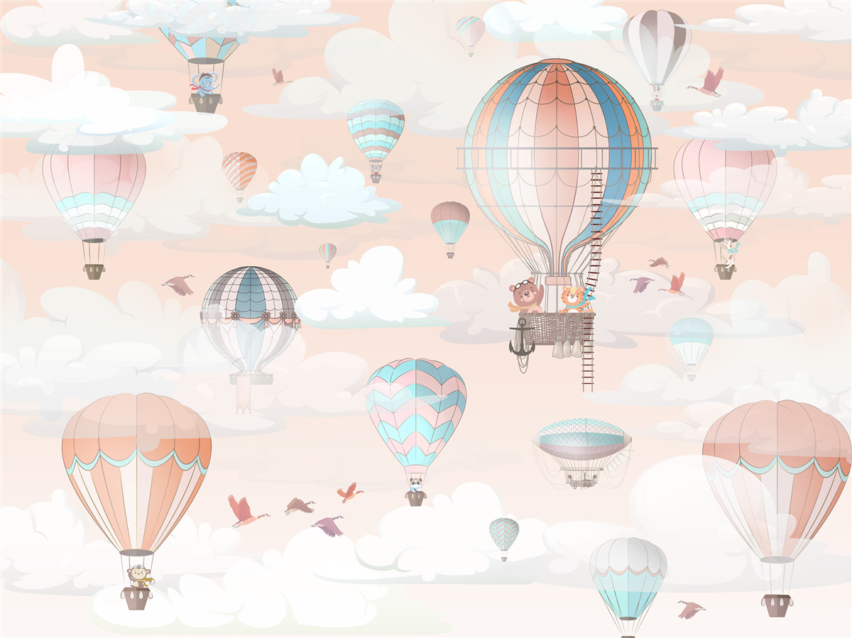 Fototapeten Reisen Sie mit Luftballons zu beheizter Luft
