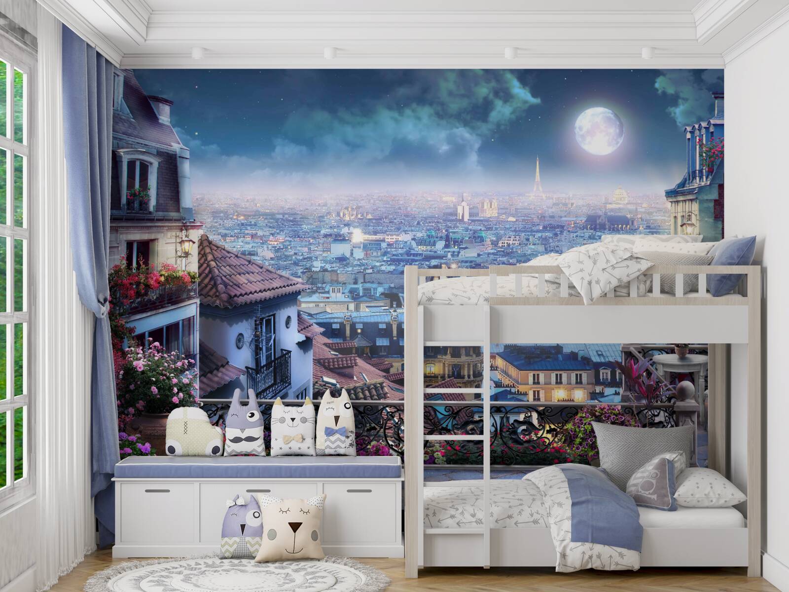 Fototapeten Panorama des ruhenden Paris aus dem Balkon