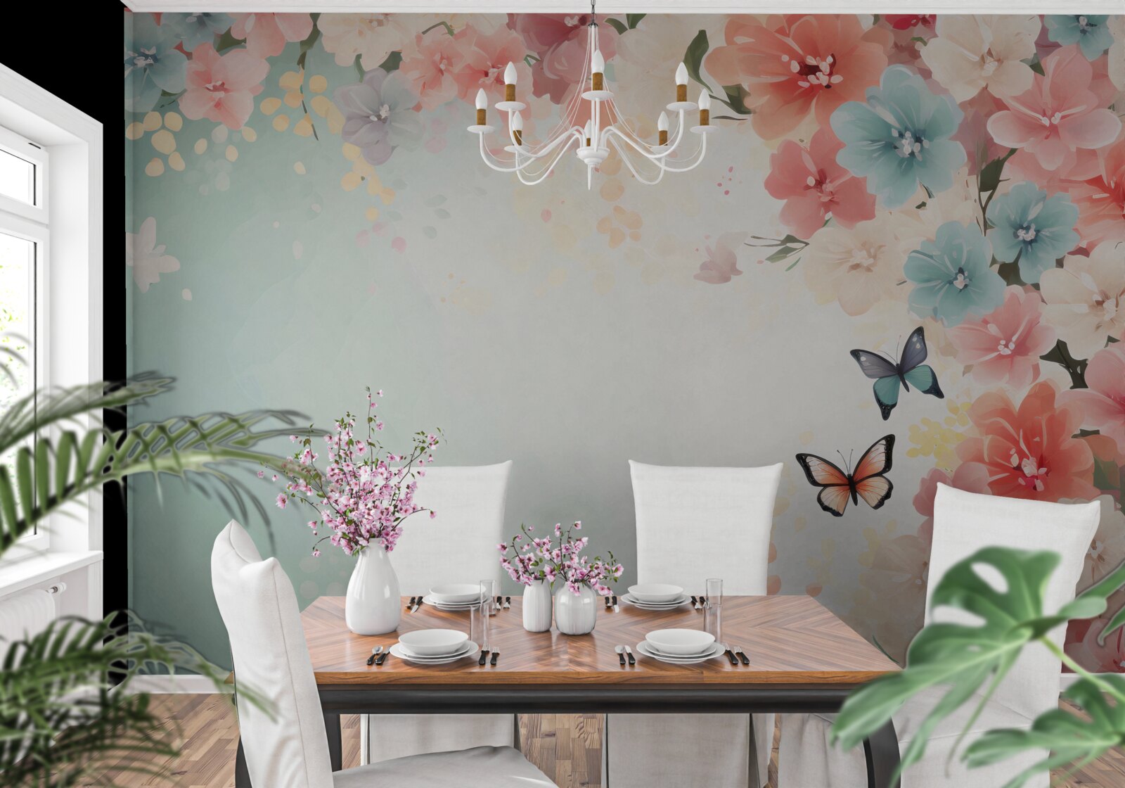 Fototapeten Blumenkompositionen und Motten voller Gnade