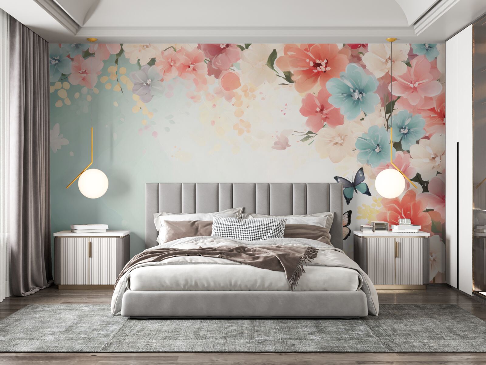 Fototapeten Blumenkompositionen und Motten voller Gnade