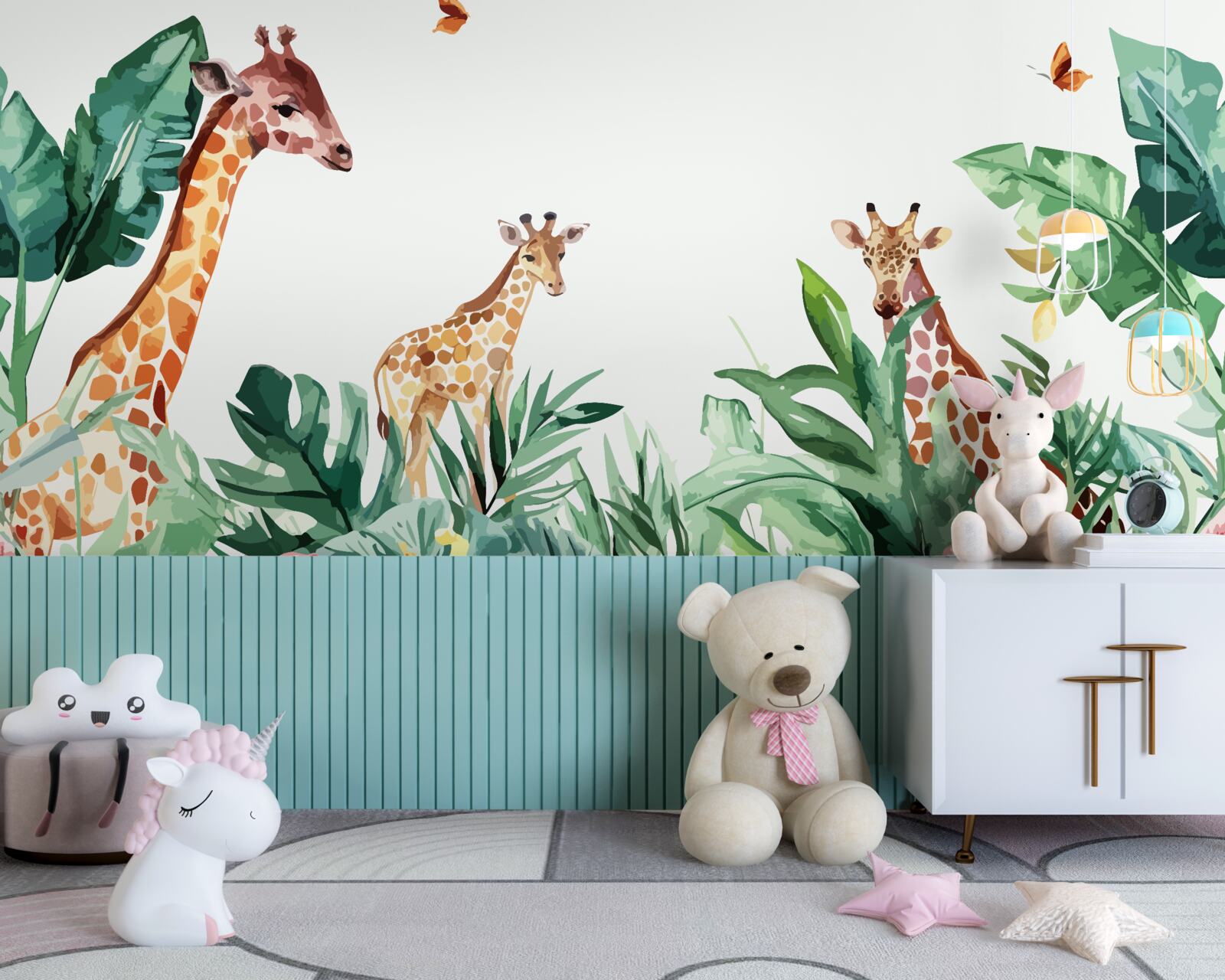 Fototapeten Die Giraffe geht um den Dschungel herum