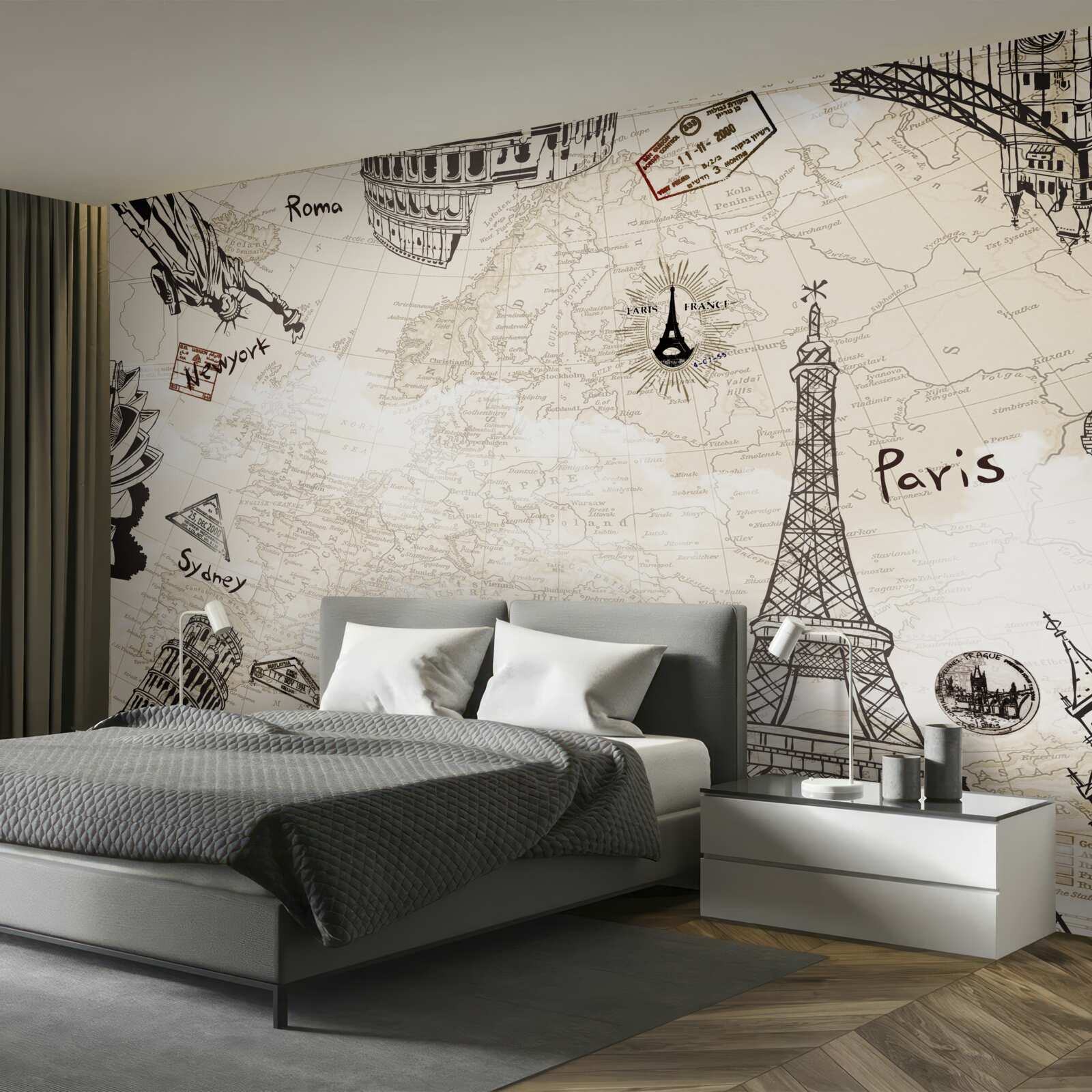 Fototapeten Europäische Architektur auf der Karte