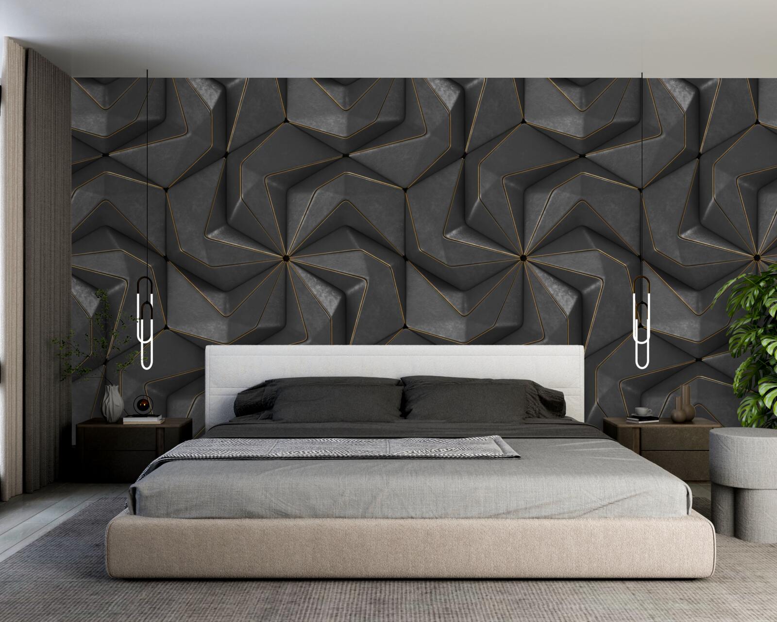 Fototapeten Der Hintergrund schwarzer geometrischer Formen
