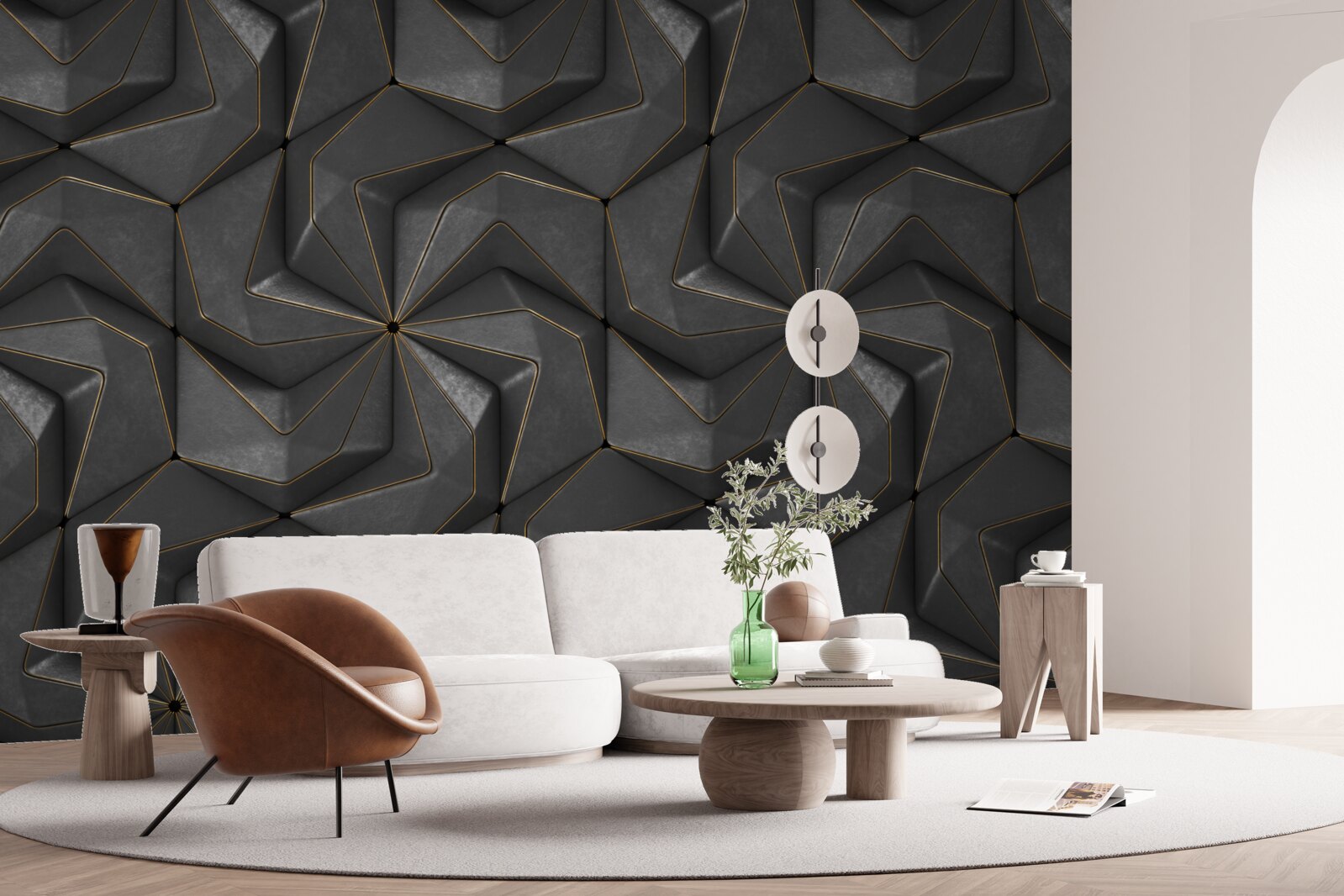 Fototapeten Der Hintergrund schwarzer geometrischer Formen