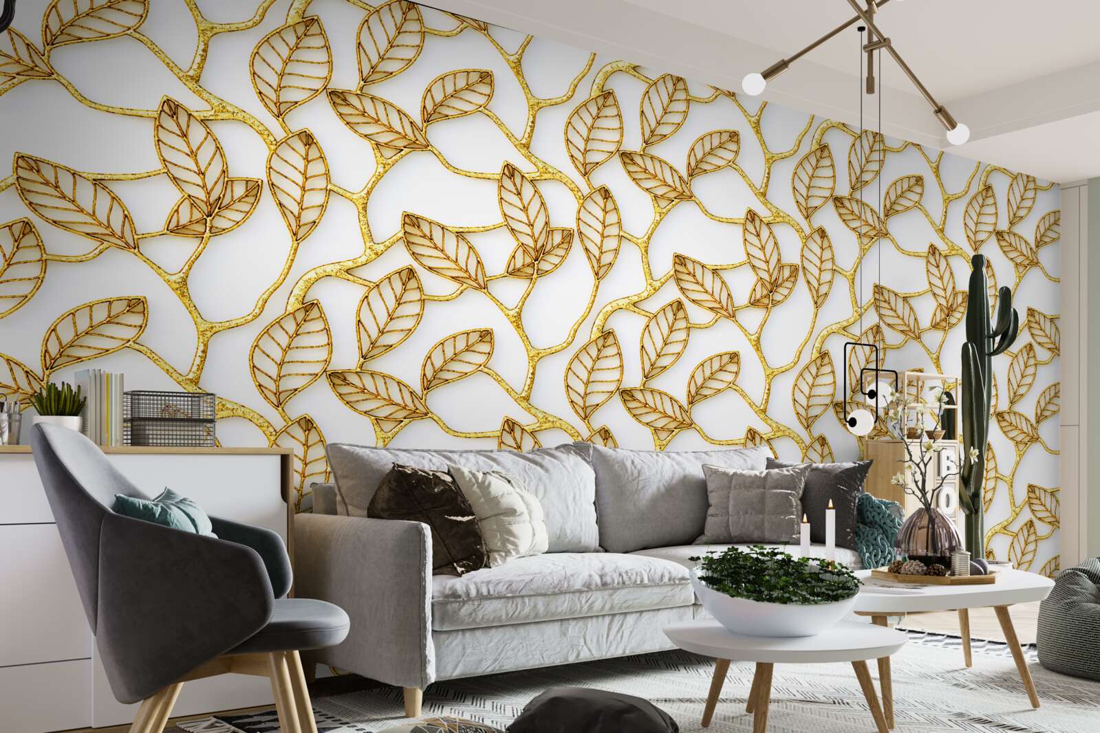 Fototapeten Textur goldener Blätter
