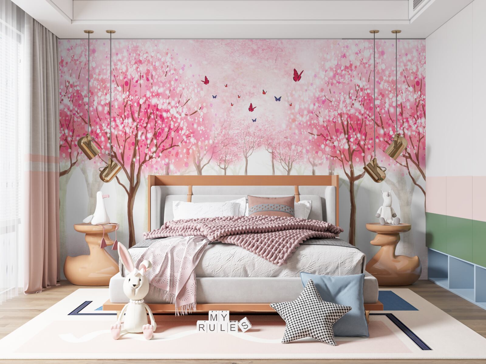 Fototapeten Aquarell mit Aleja Sakura