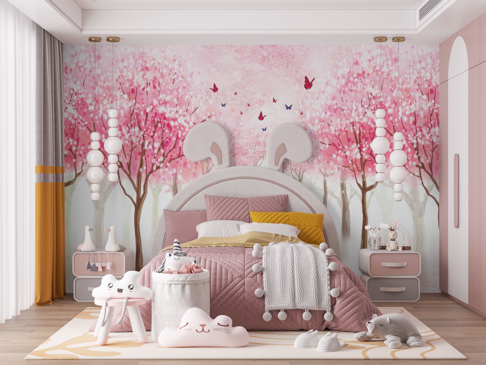 Fototapeten Aquarell mit Aleja Sakura