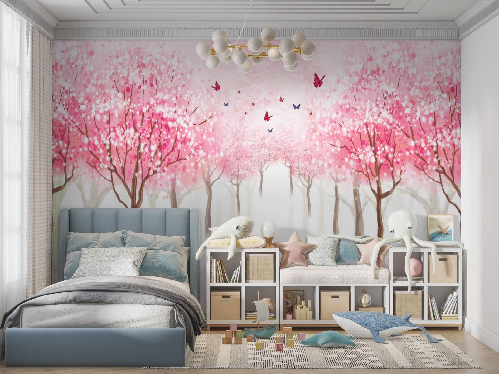 Fototapeten Aquarell mit Aleja Sakura