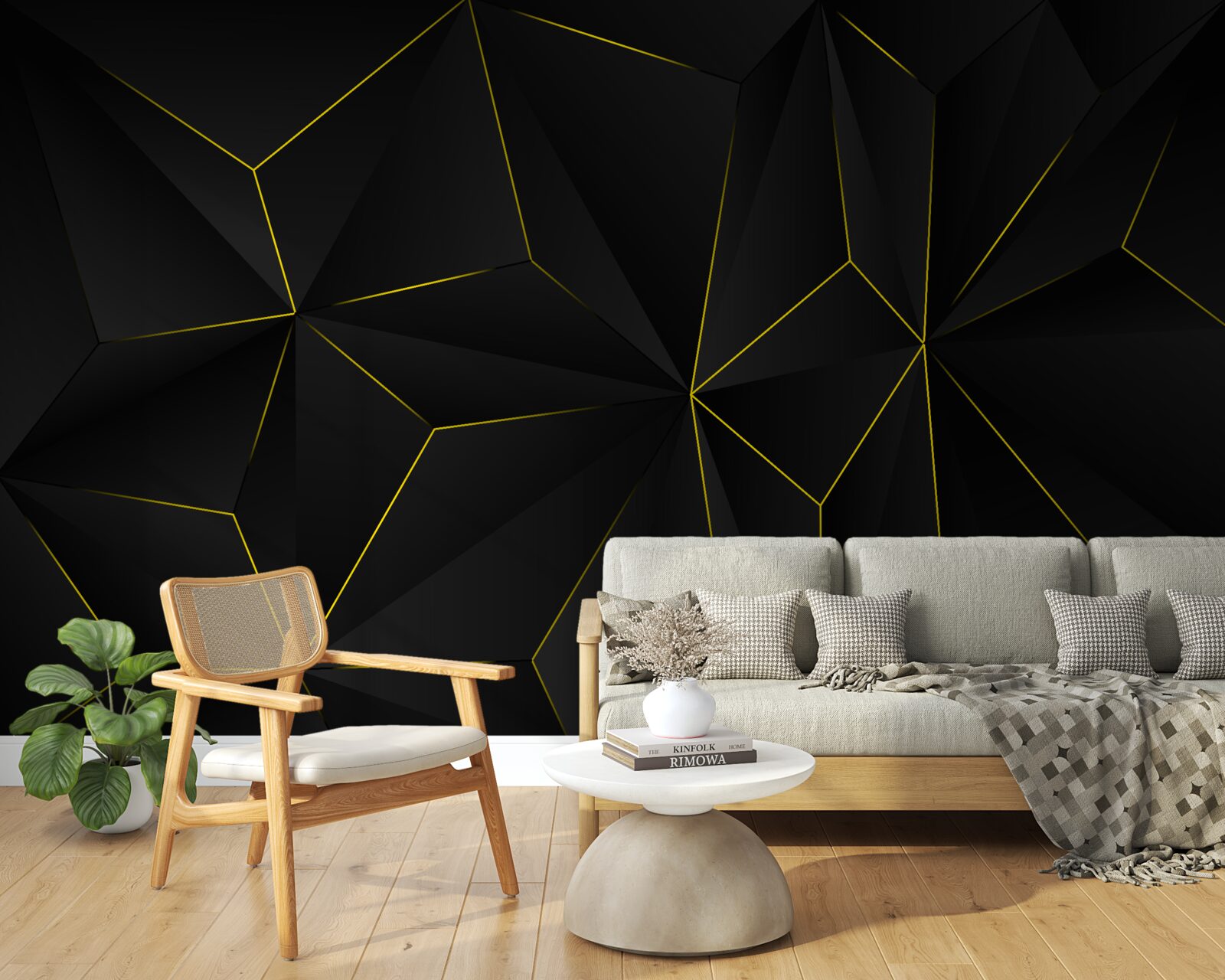Fototapeten dunkler Hintergrund mit goldenen Formkanten