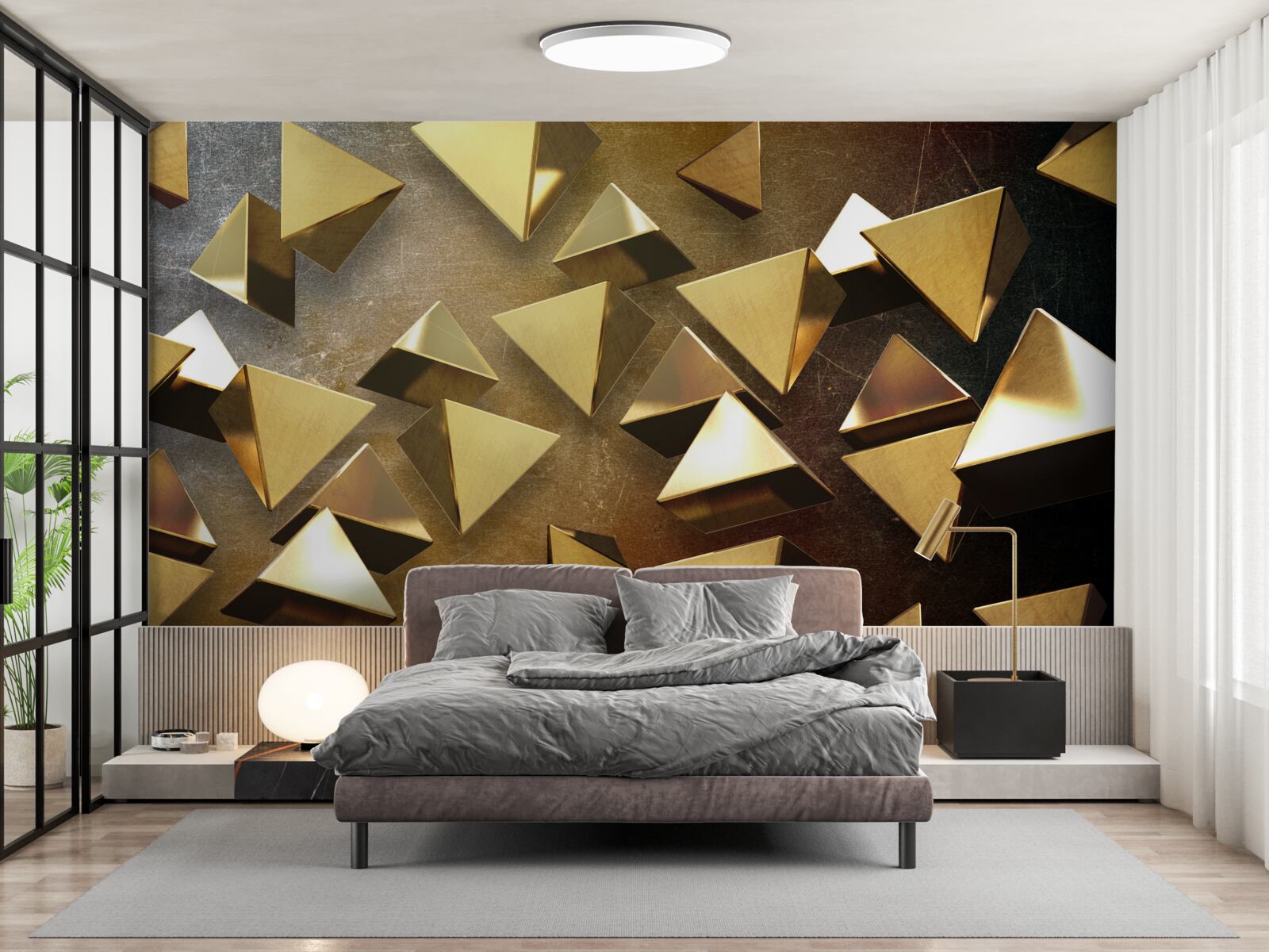 Fototapeten Goldene Pyramiden in der Luft