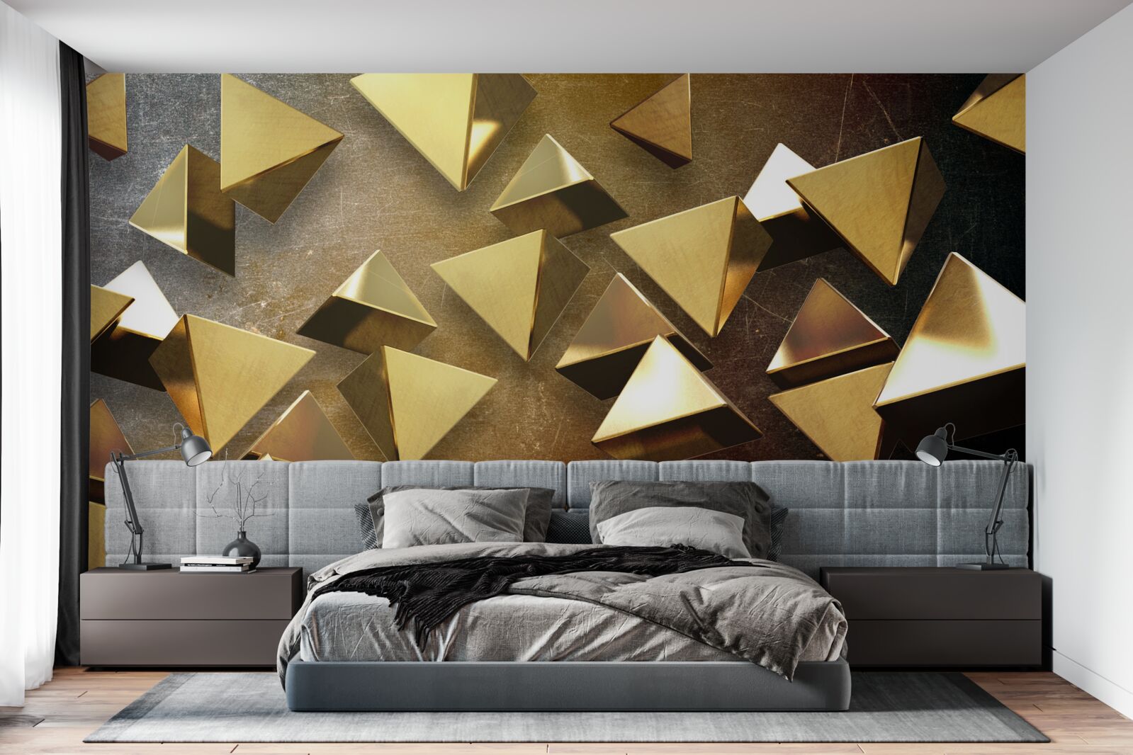 Fototapeten Goldene Pyramiden in der Luft