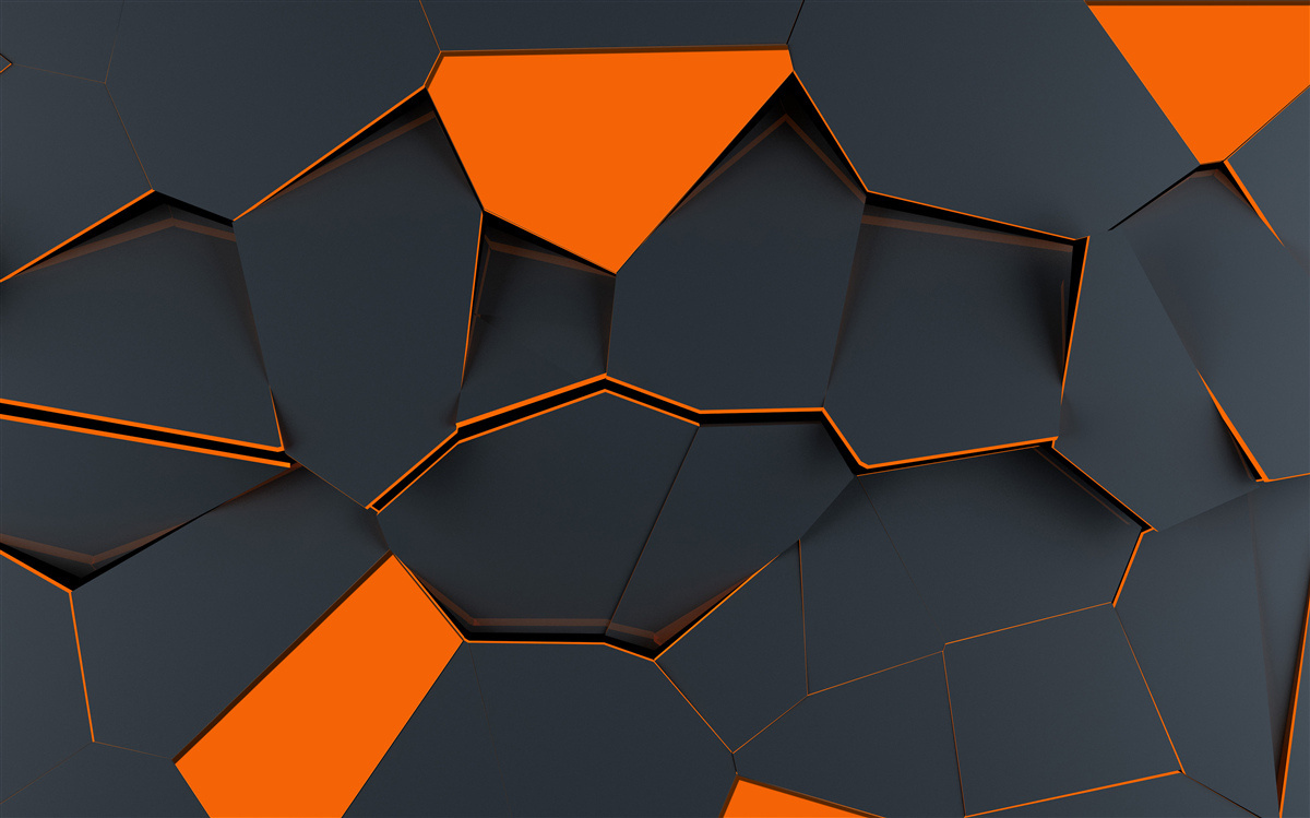 Fototapeten Geometrische Formen in Schwarz- und Orangeschatten