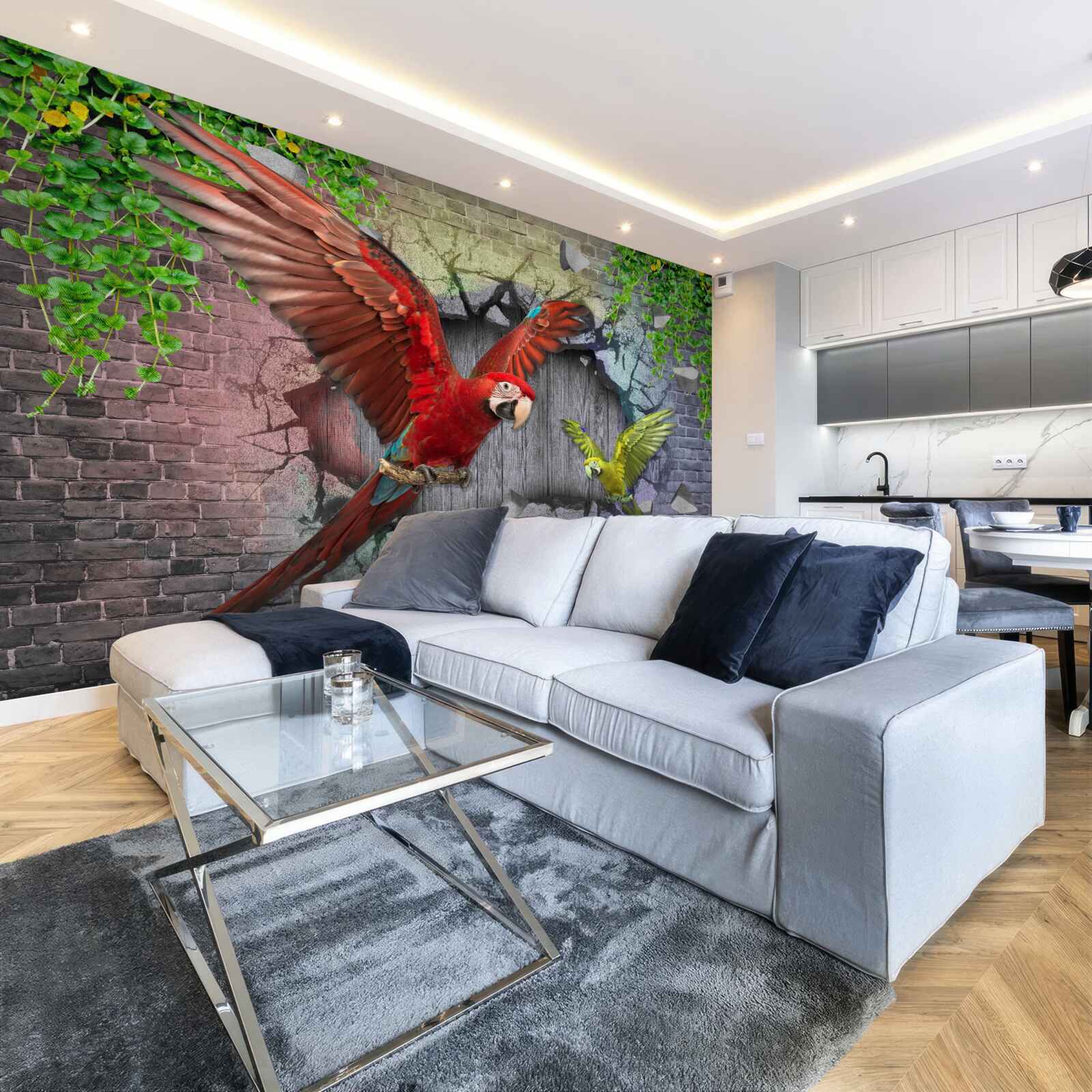 Fototapeten Papageien gehen durch die Wand