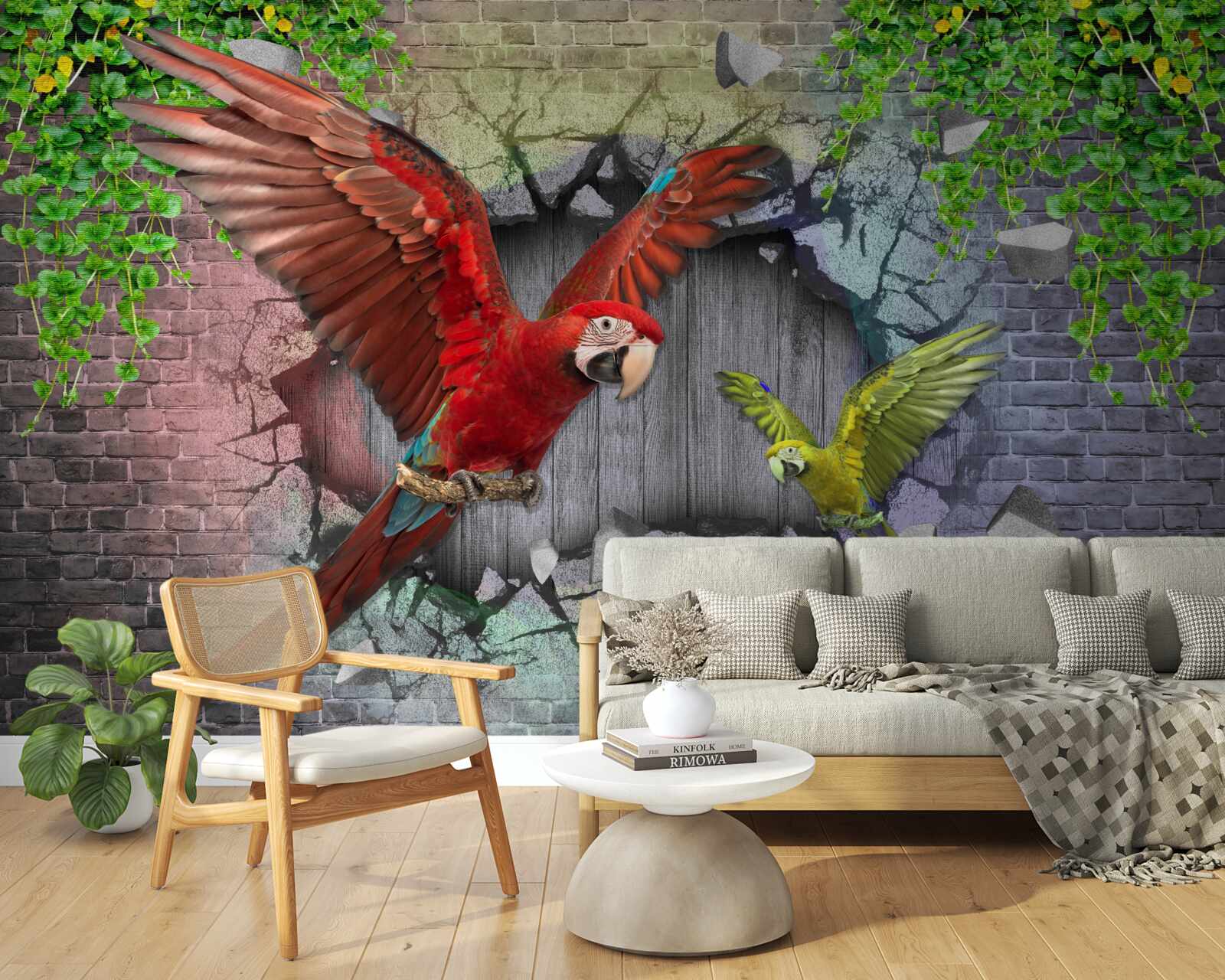 Fototapeten Papageien gehen durch die Wand