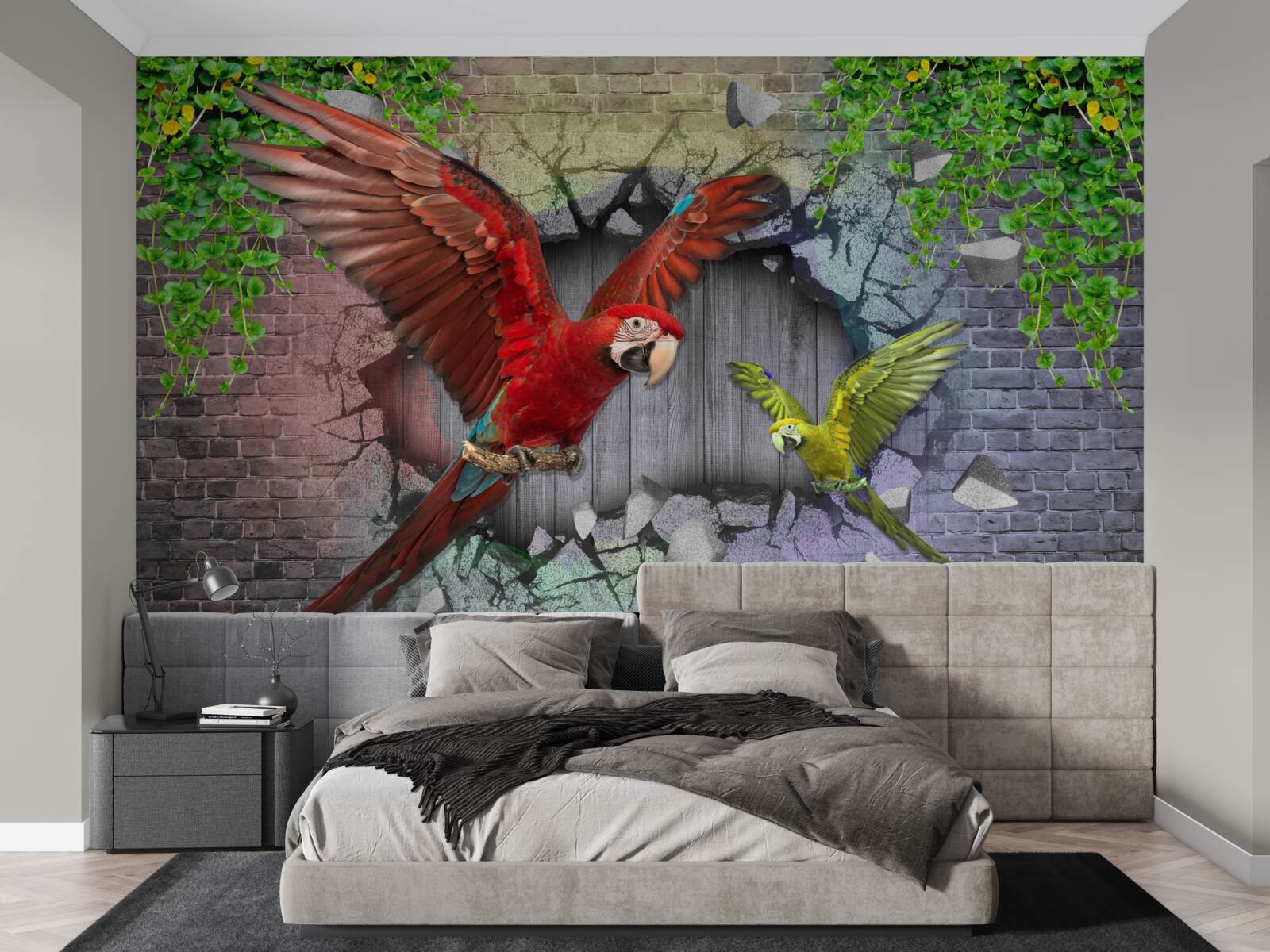 Fototapeten Papageien gehen durch die Wand