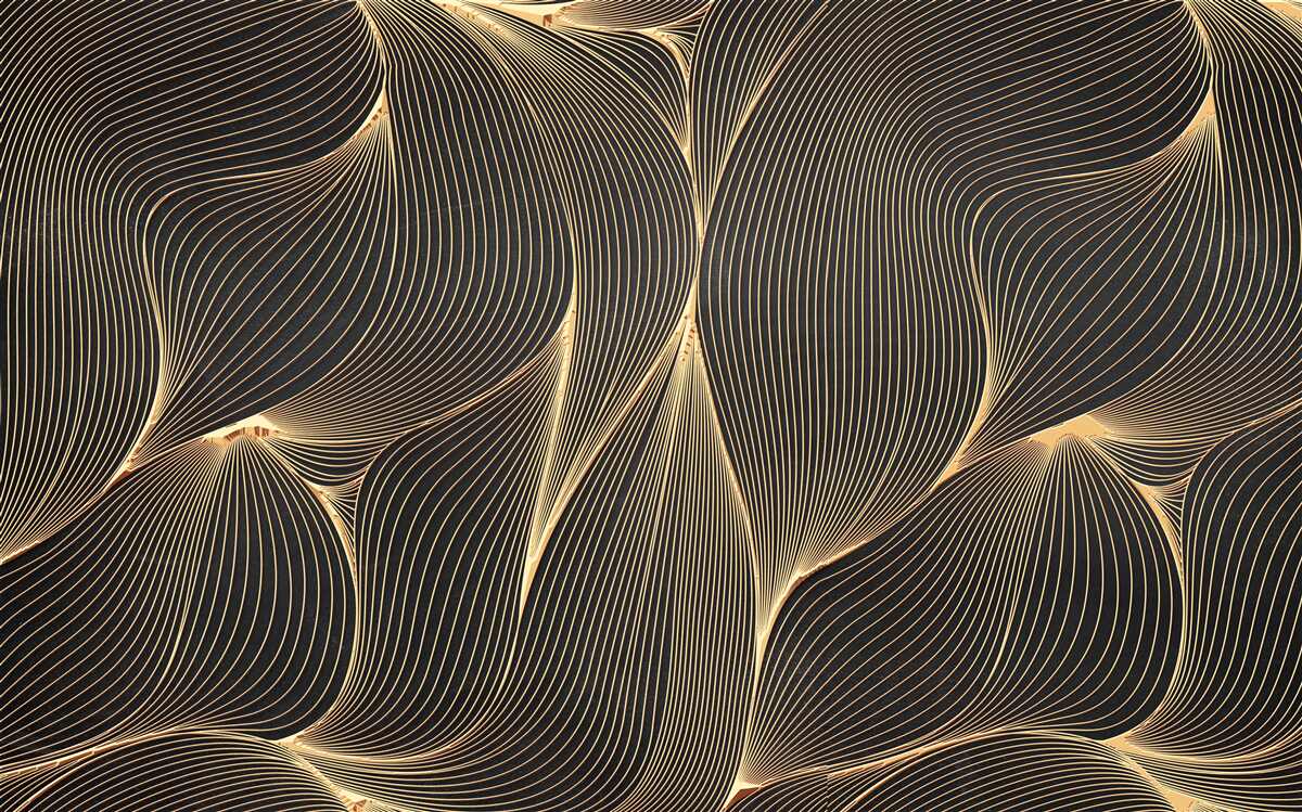 Fototapeten Abstraktion mit glatten goldenen Linien