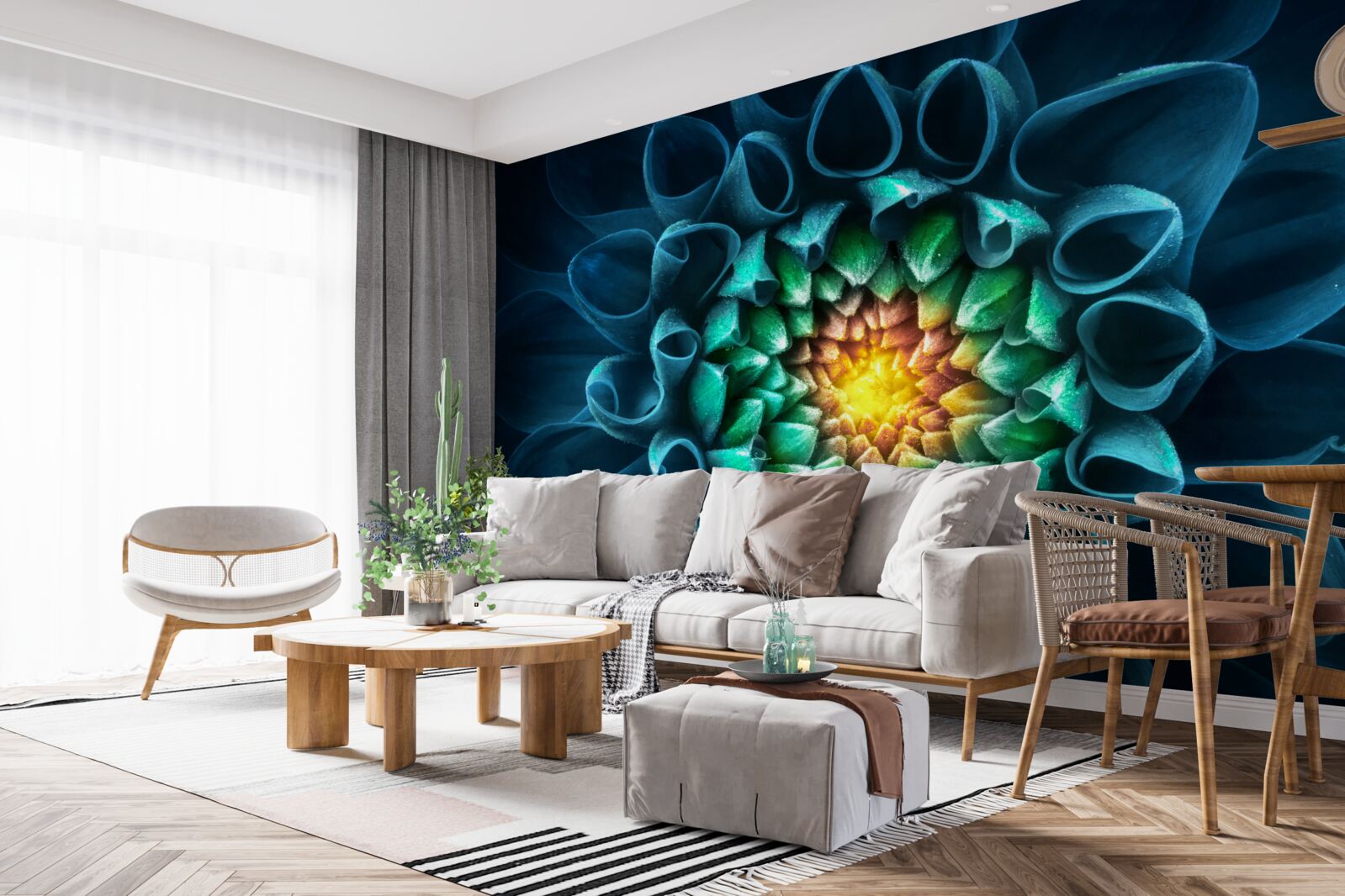 Fototapeten Blaue Pfingstrose in einem abstrakten Stil