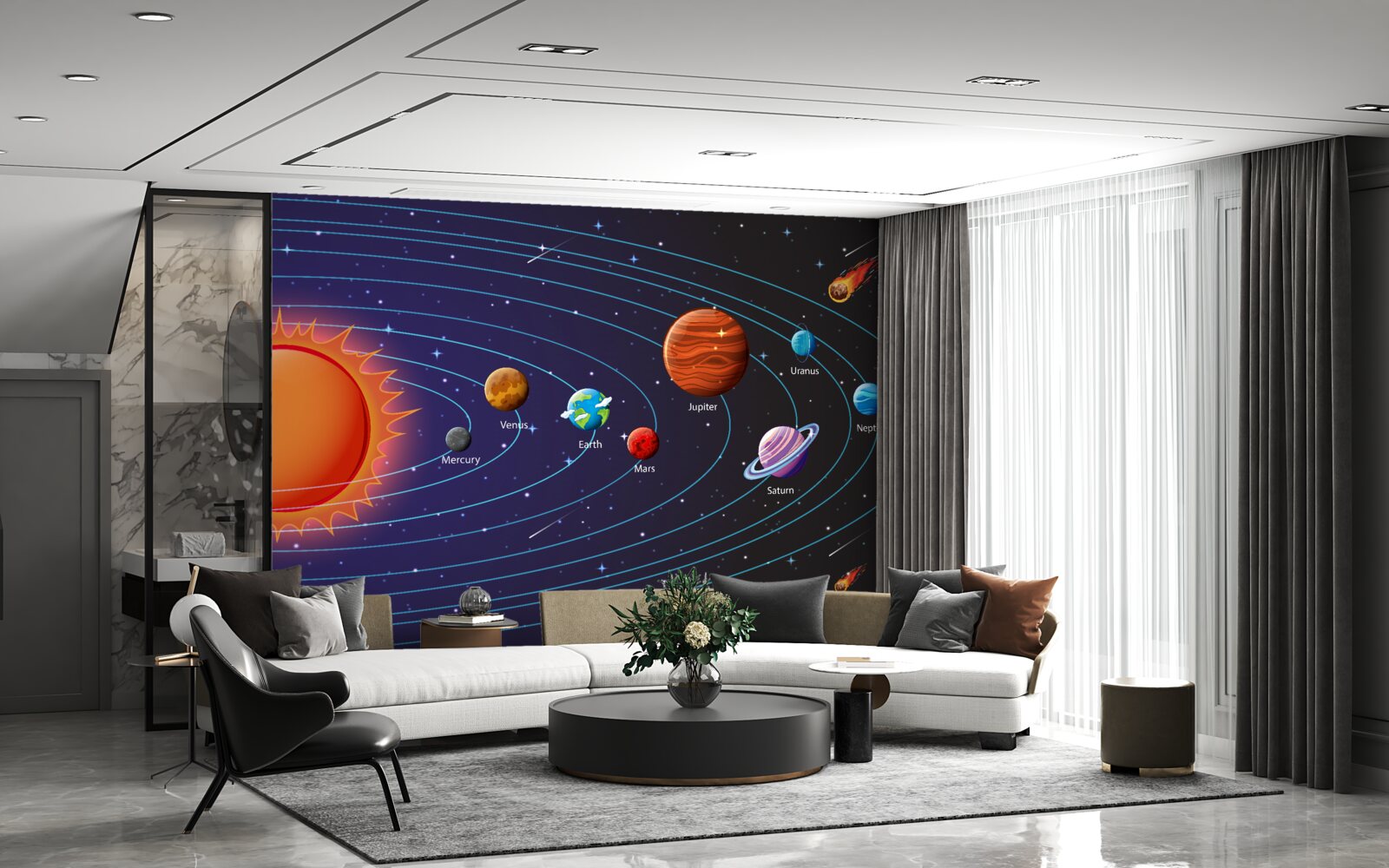 Fototapeten Planetensequenz im Raum