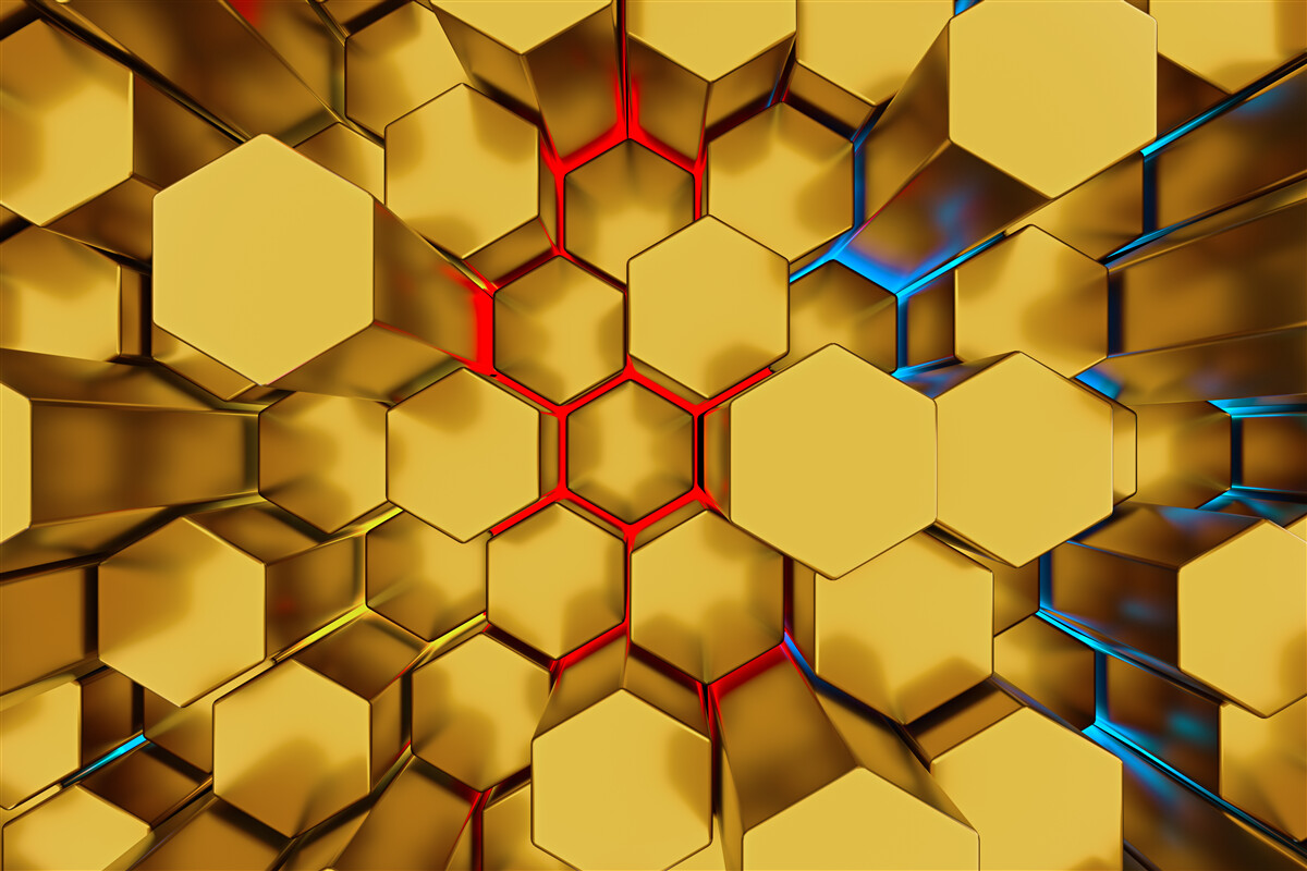 Fototapeten volumetrische goldene Figuren