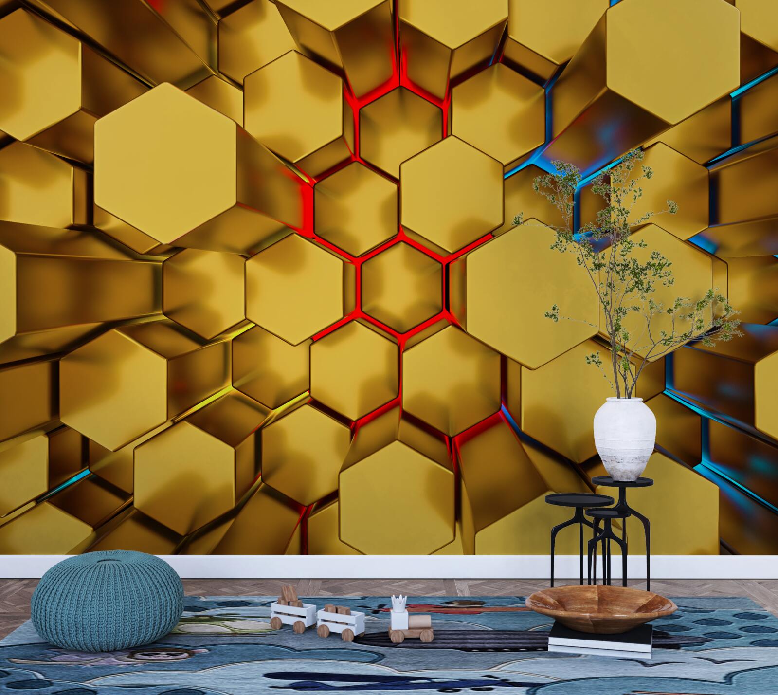 Fototapeten volumetrische goldene Figuren