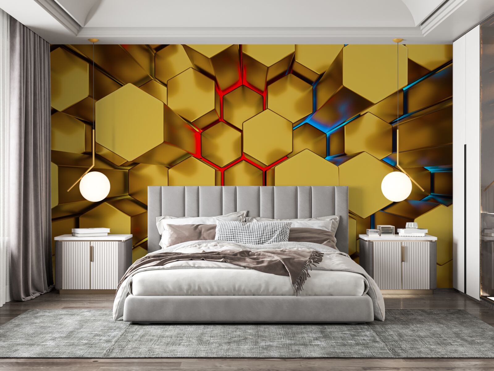 Fototapeten volumetrische goldene Figuren