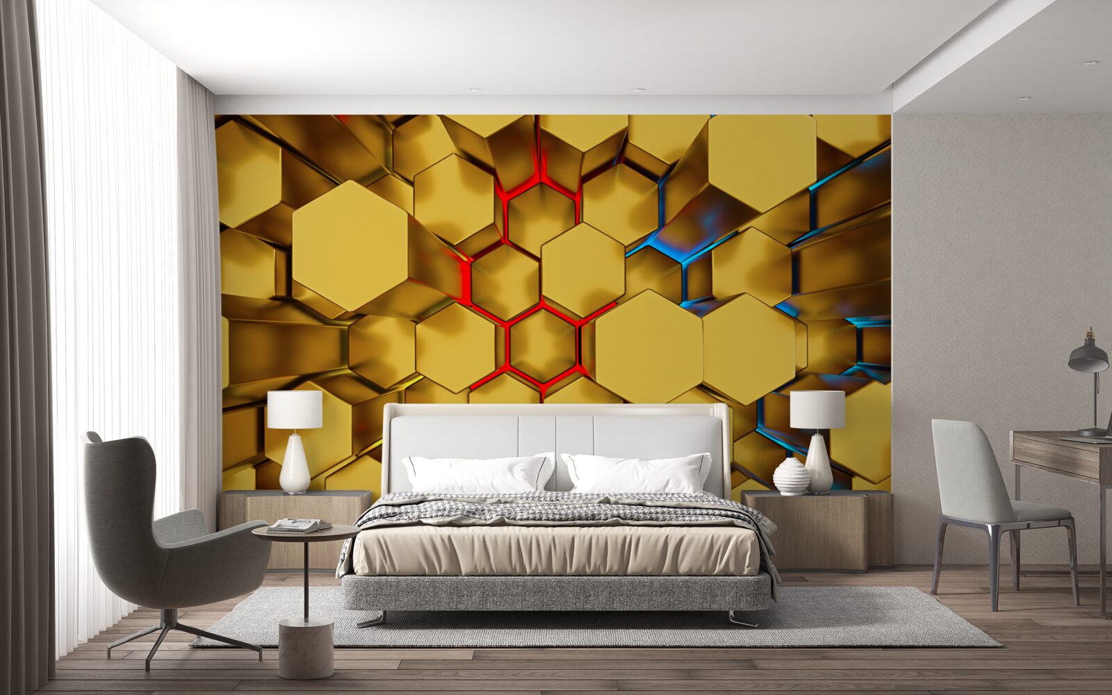 Fototapeten volumetrische goldene Figuren