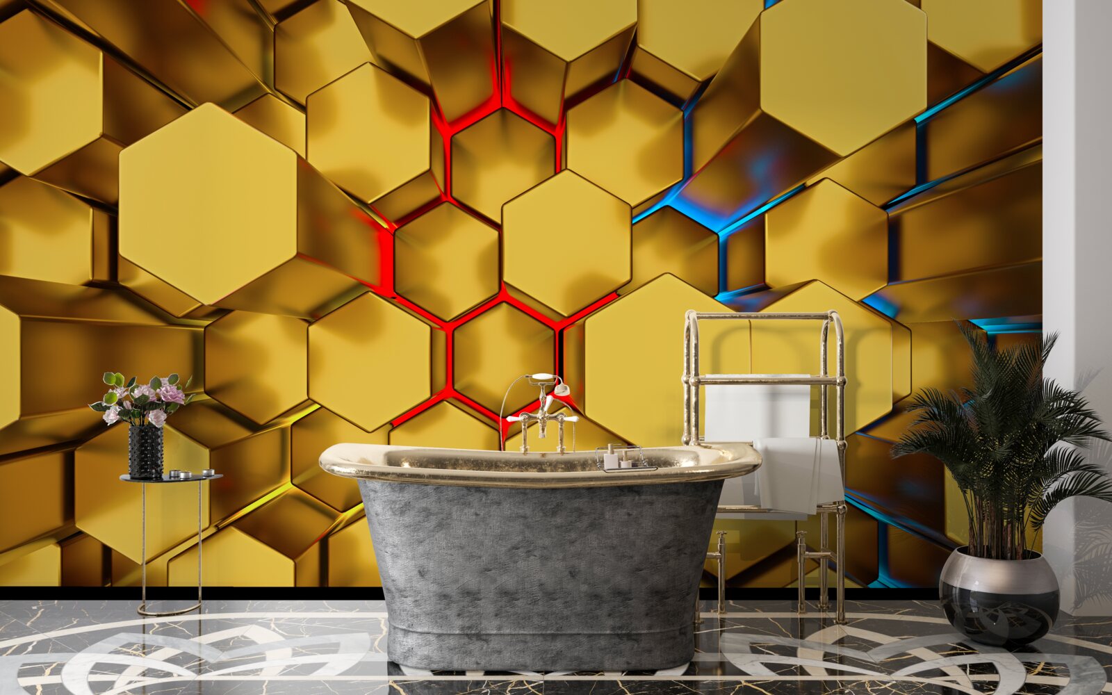 Fototapeten volumetrische goldene Figuren