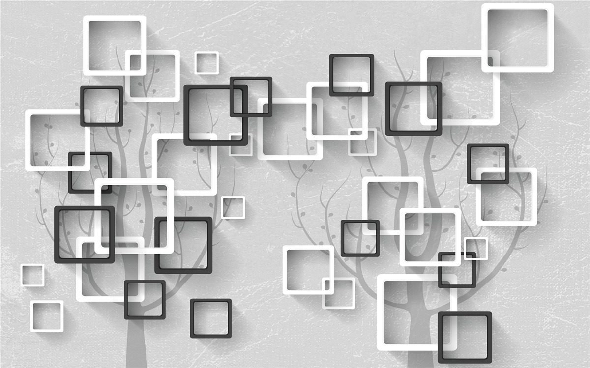 Fototapeten Weiße und schwarze Quadrate repräsentieren Abstraktion