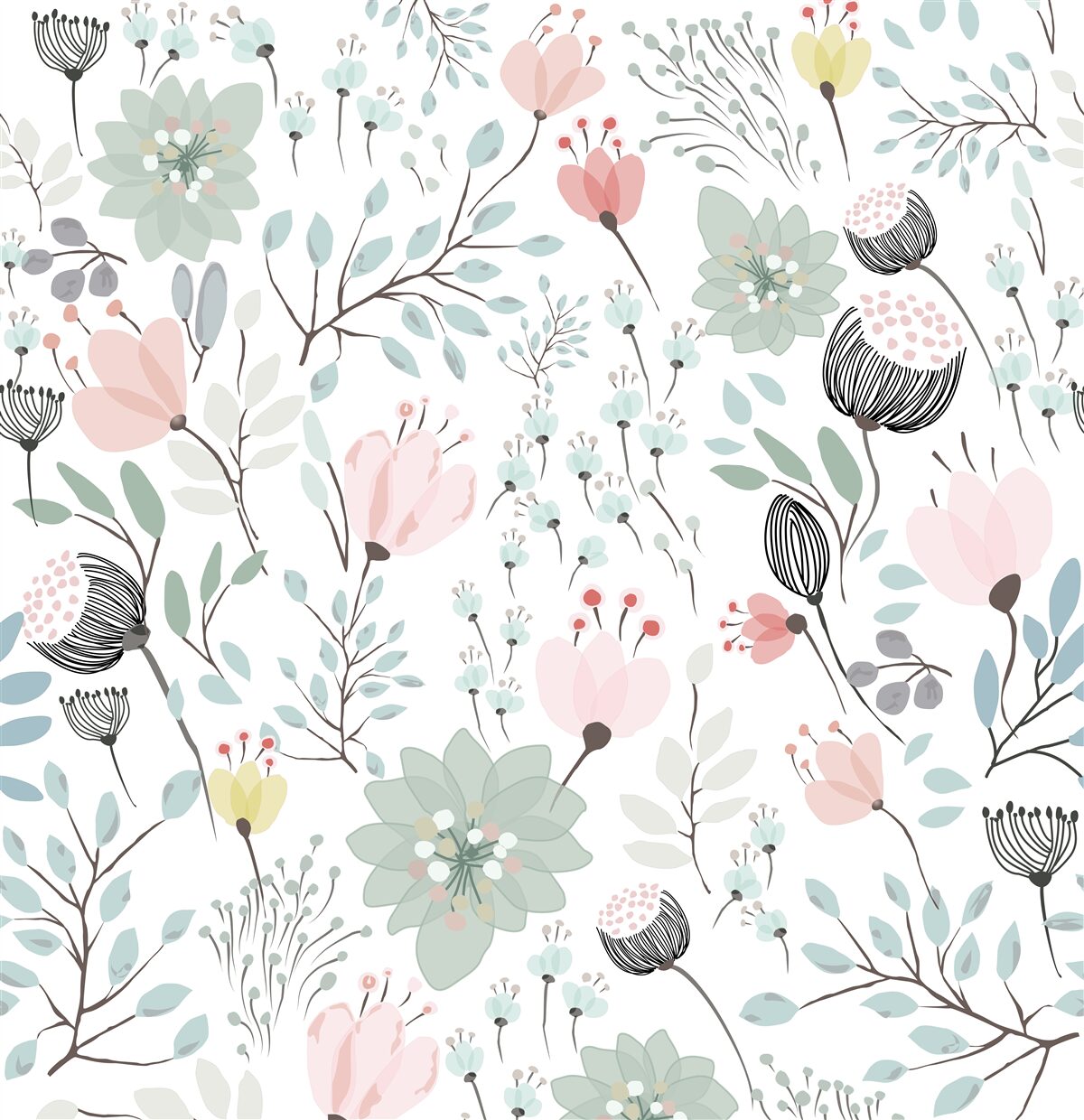 Fototapeten Blumen in rosa und grün