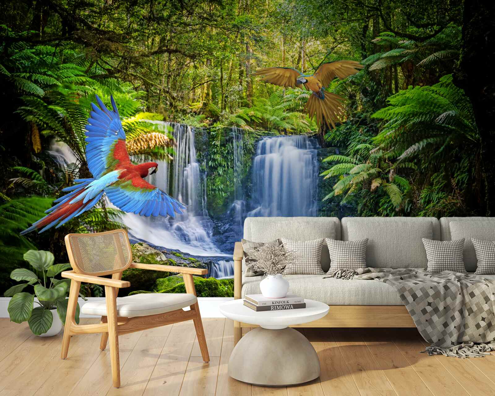 Fototapeten Versteckter Wasserfall im Wald