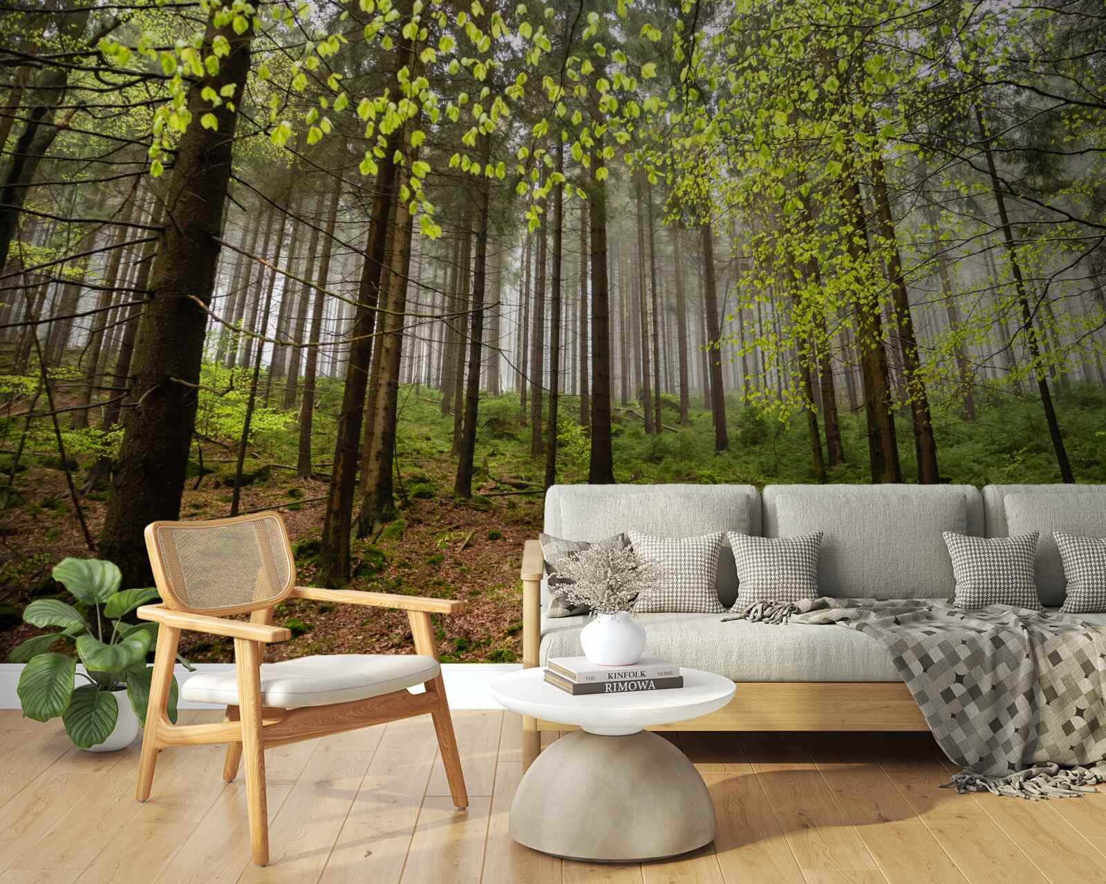 Fototapeten Grüner Wald nach Regen