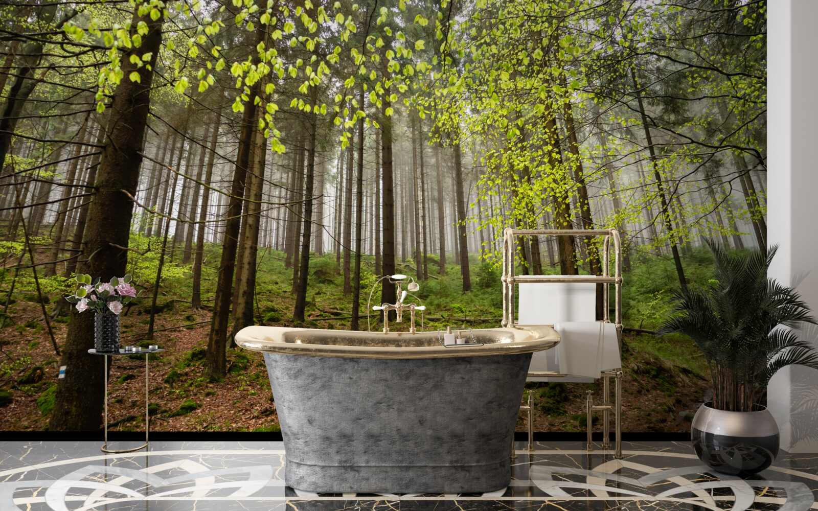 Fototapeten Grüner Wald nach Regen