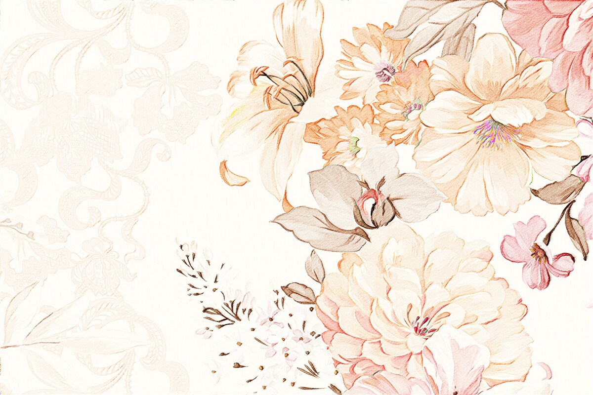 Fototapeten Zusammensetzung mit Aquarellblüten