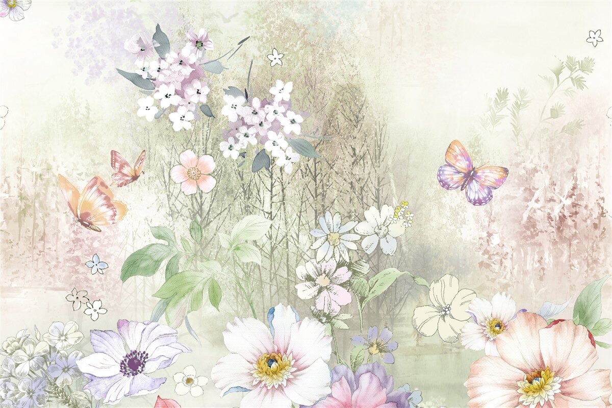 Fototapeten Sortiment von Wiesenblumen