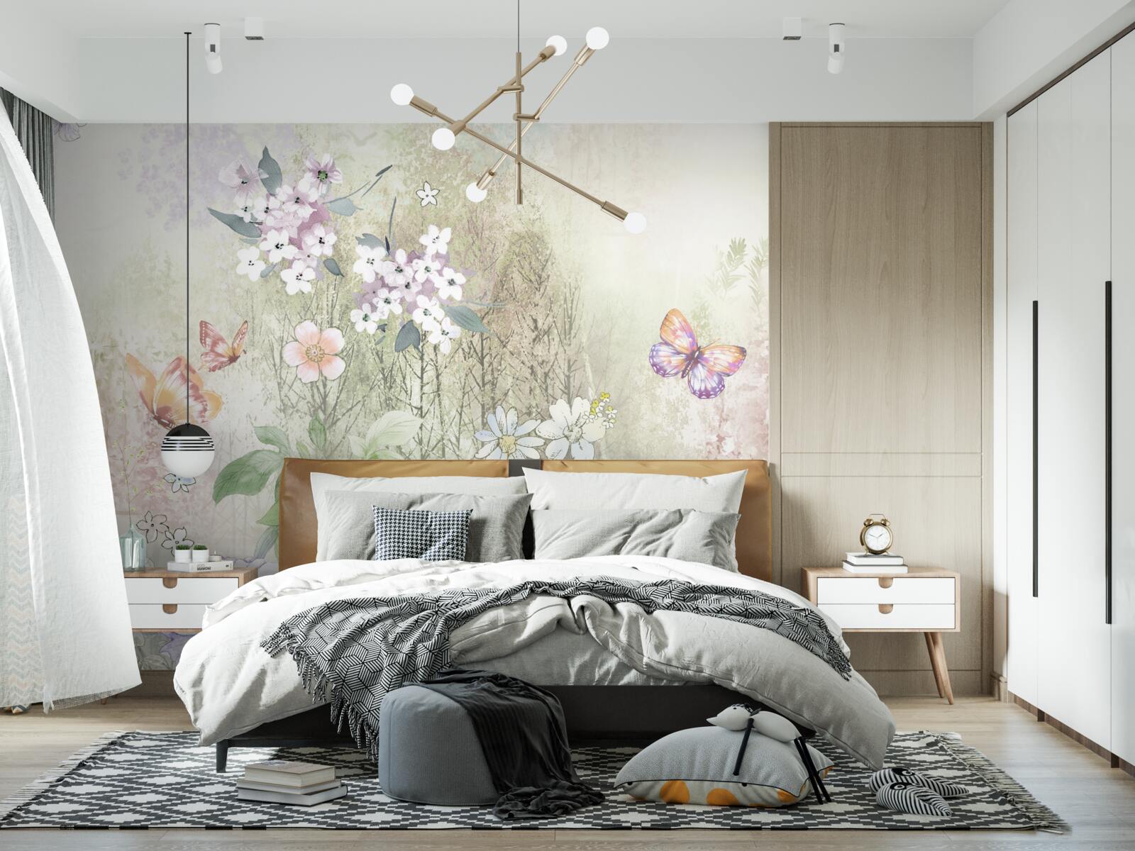 Fototapeten Sortiment von Wiesenblumen