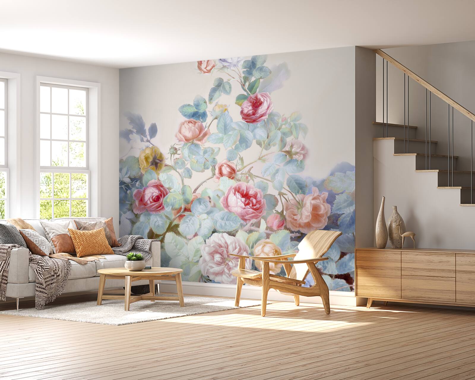 Fototapeten Mit Aquarell bemalte Rosenknospen