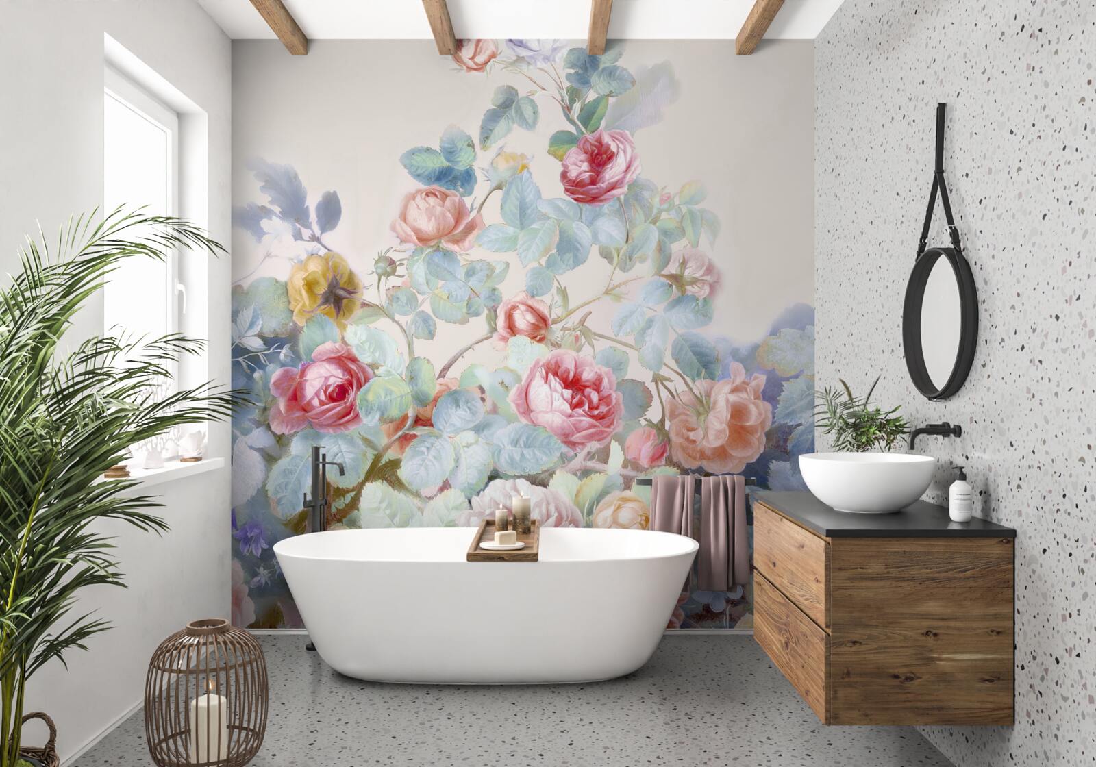 Fototapeten Mit Aquarell bemalte Rosenknospen