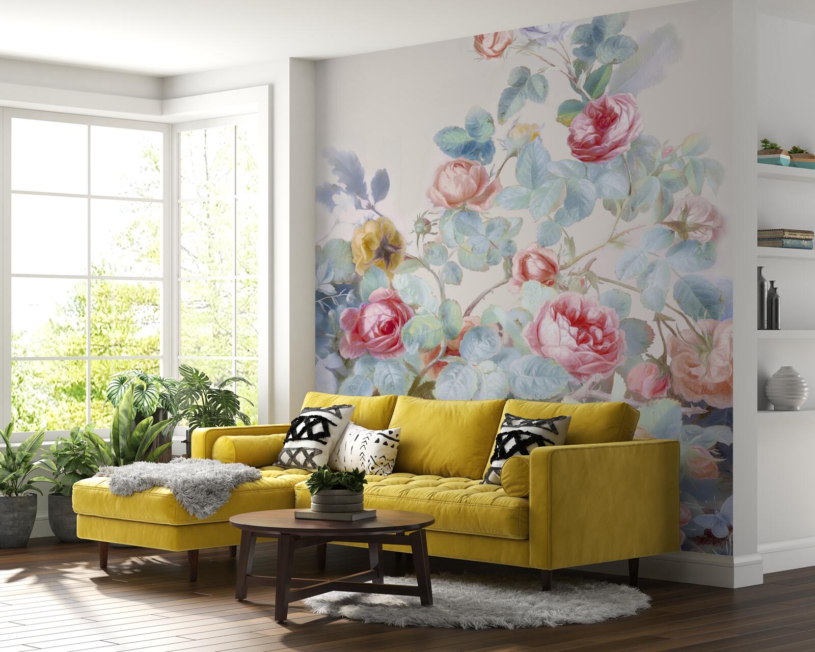 Fototapeten Mit Aquarell bemalte Rosenknospen