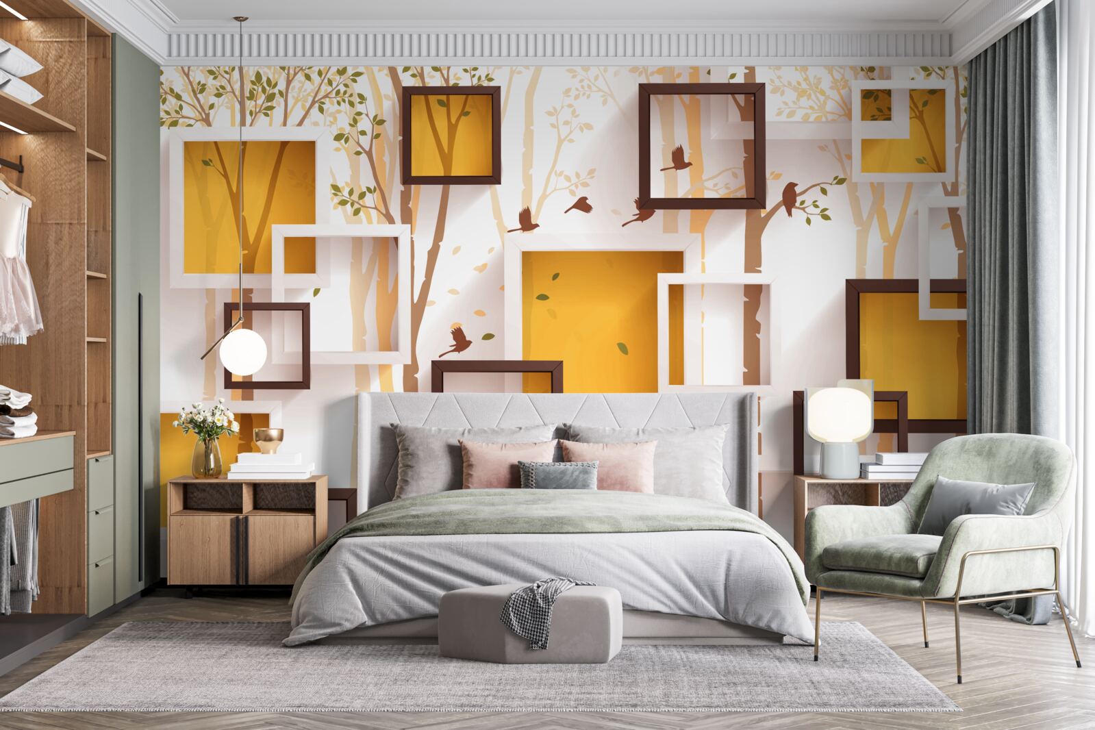 Fototapeten Abstraktion und geometrische Herbstformen