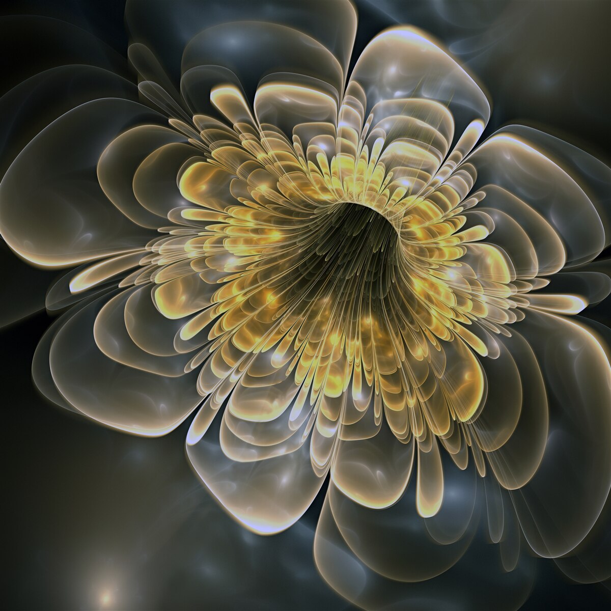 Fototapeten Gelbe Blume mit einer abstrakten Form