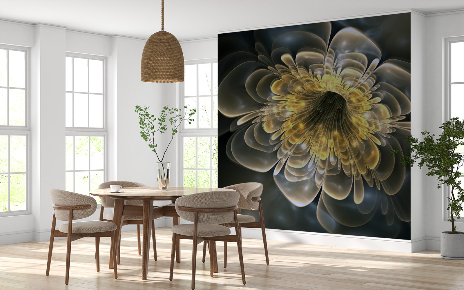 Fototapeten Gelbe Blume mit einer abstrakten Form