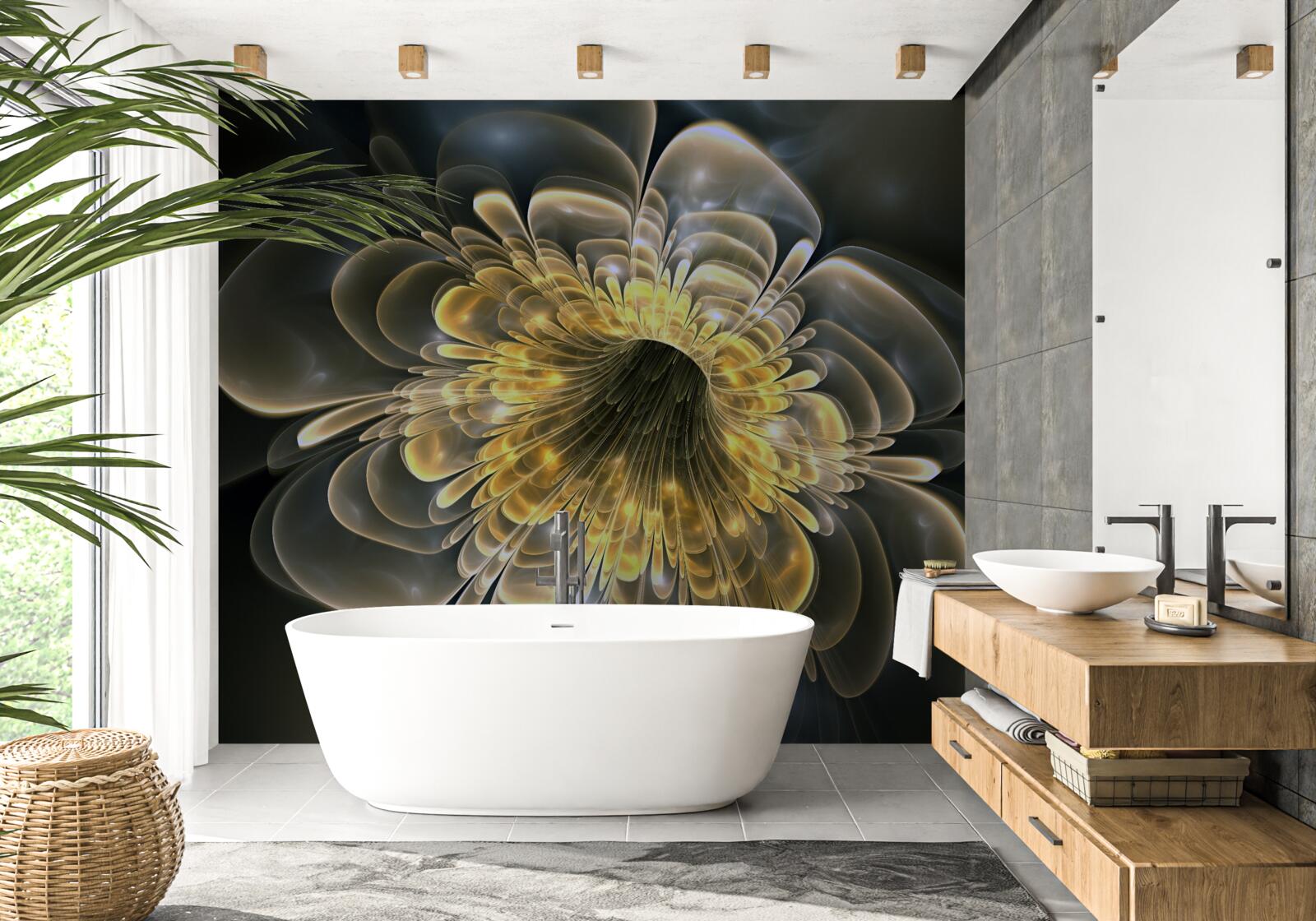 Fototapeten Gelbe Blume mit einer abstrakten Form