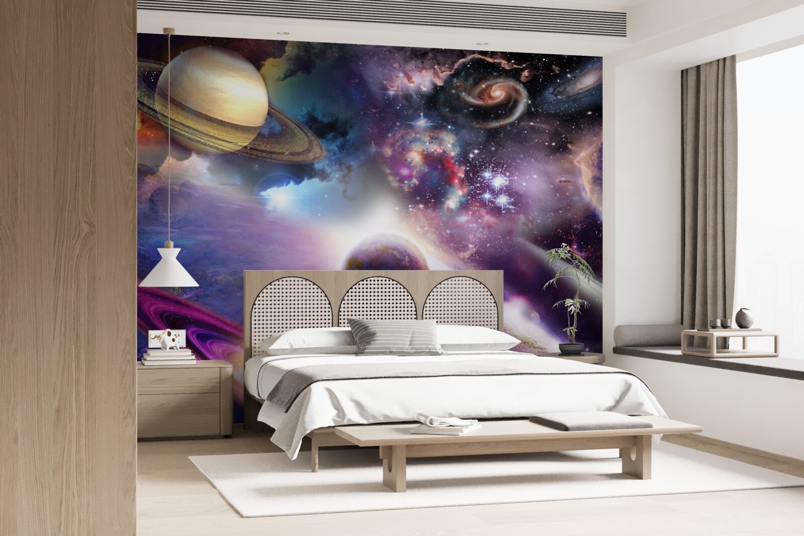 Fototapeten Der Raum ist unendlich und voller heller Planeten