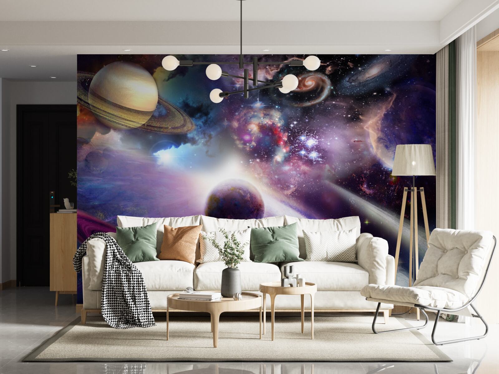 Fototapeten Der Raum ist unendlich und voller heller Planeten