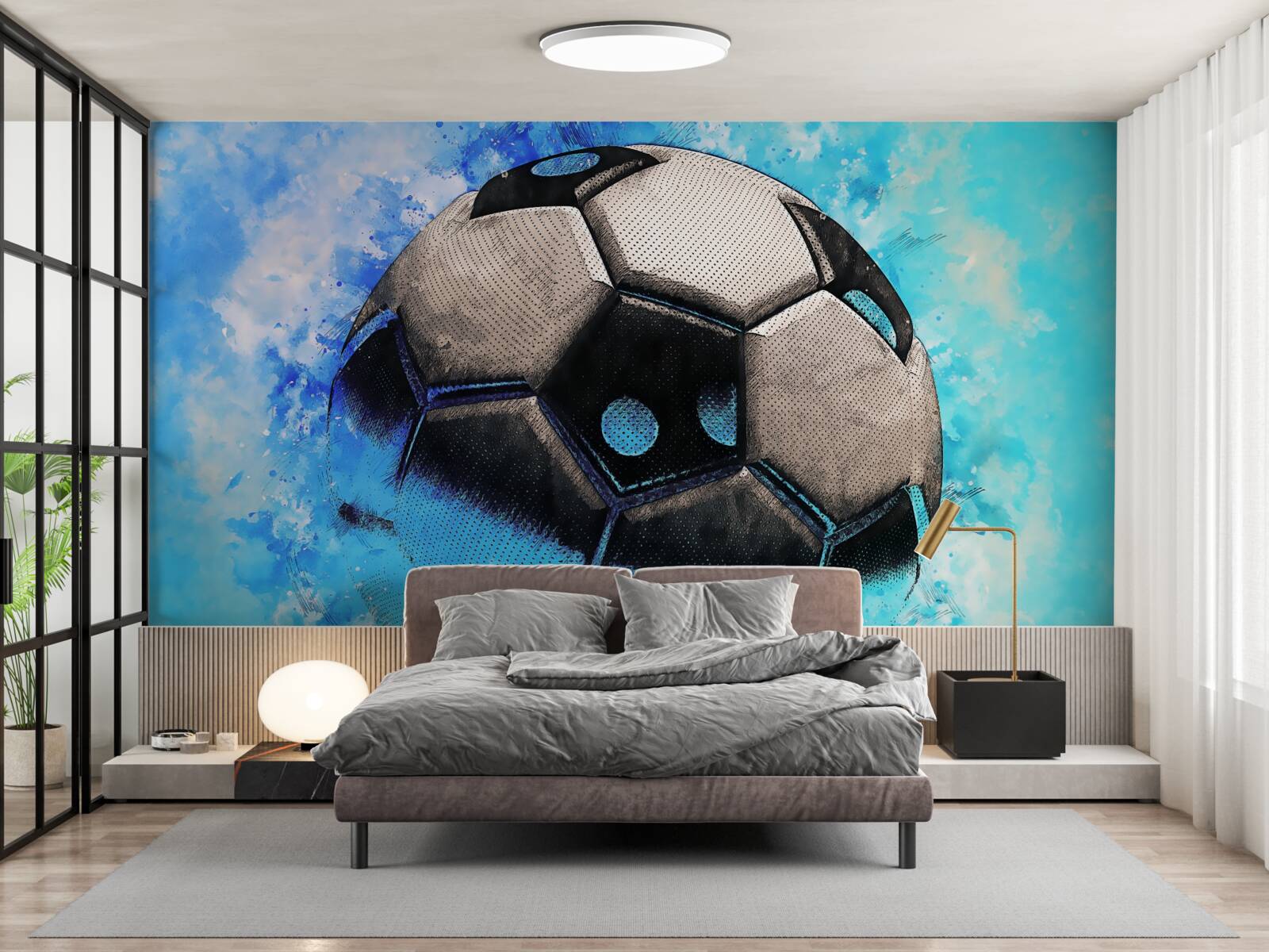 Fototapeten Schneller fliegender Fußball