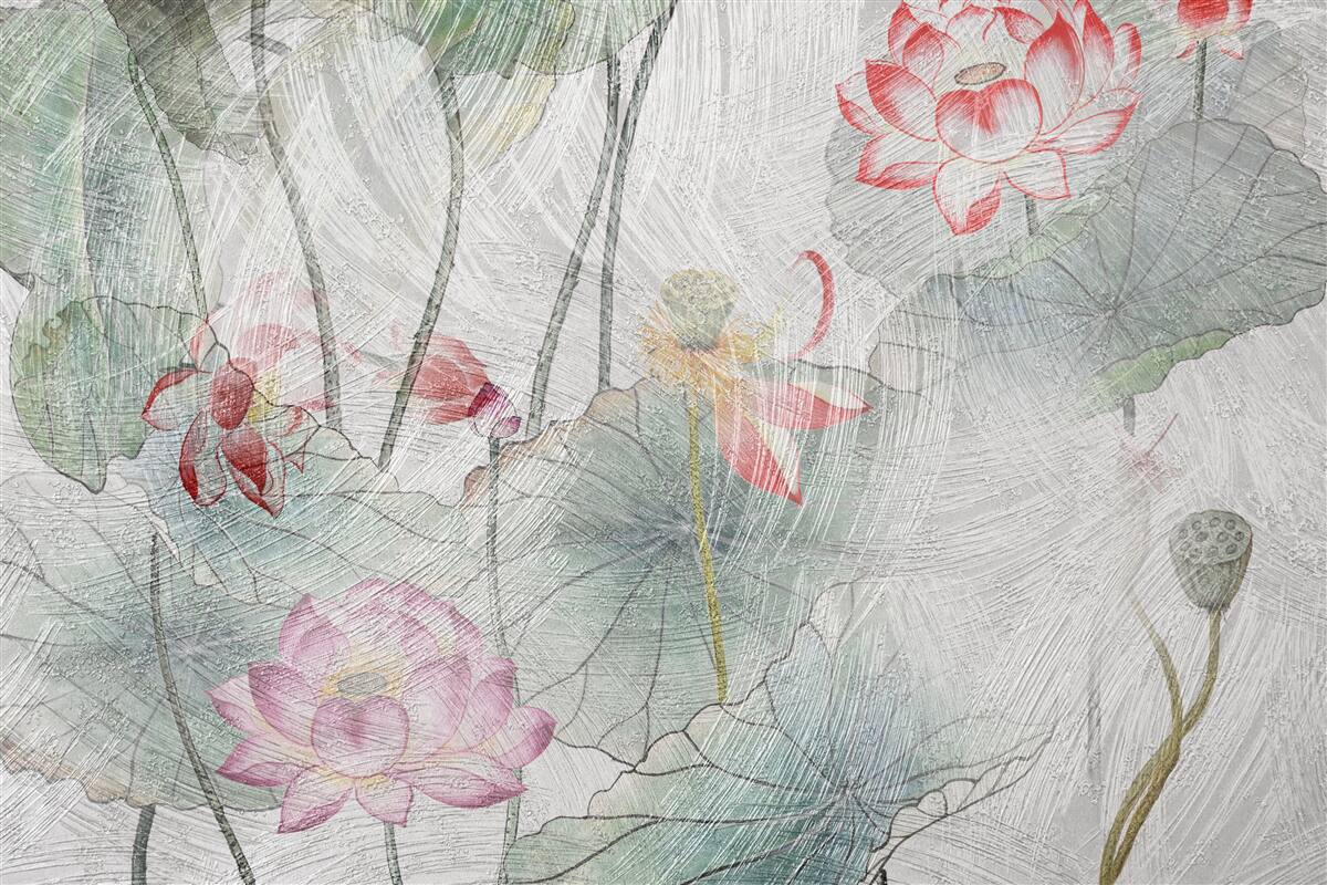 Fototapeten Mit Aquarell bemalte Maku -Blüten