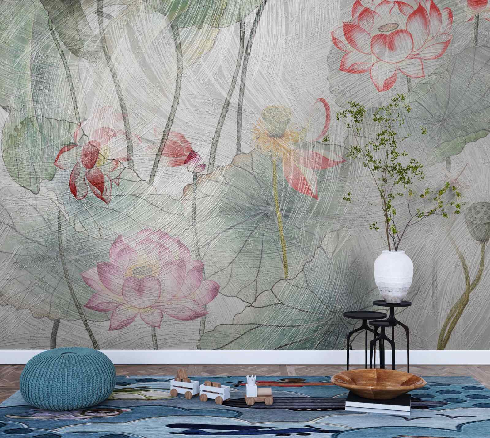 Fototapeten Mit Aquarell bemalte Maku -Blüten