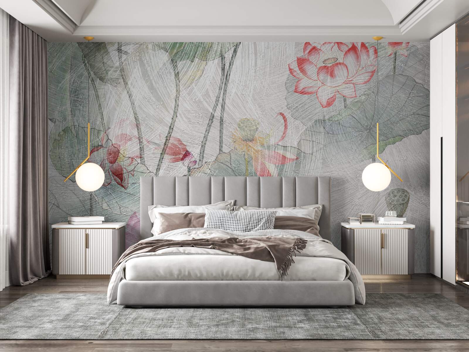 Fototapeten Mit Aquarell bemalte Maku -Blüten