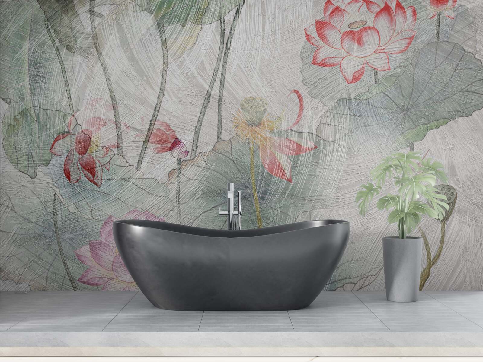 Fototapeten Mit Aquarell bemalte Maku -Blüten