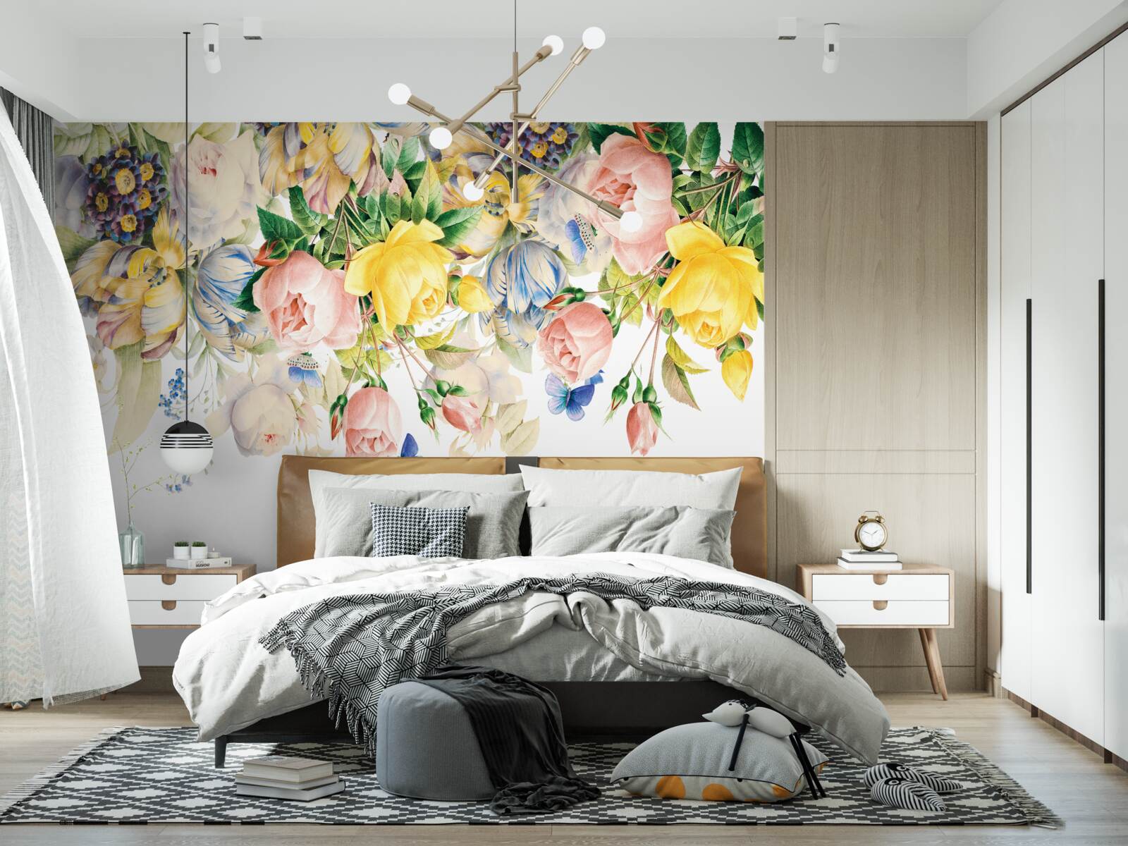 Fototapeten Schöne Komposition von Blumen und Knospen